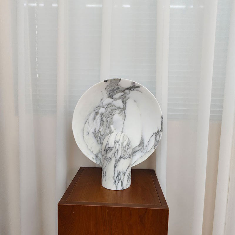 Surface Table Lamp - Solid Marble Sculptural Table Light | Modern Hand-Cast Natural Stone Accent Lamp