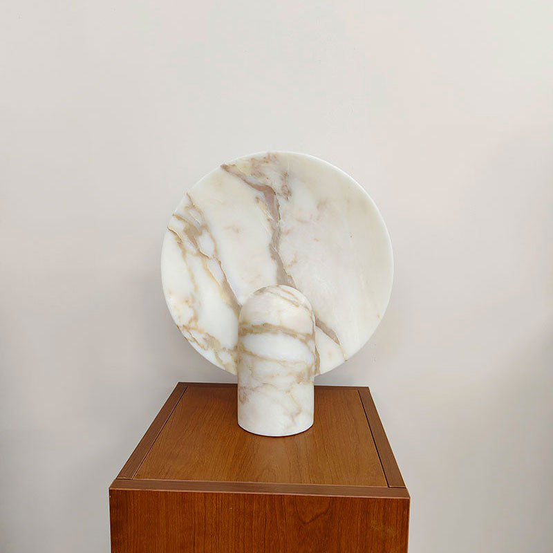 Surface Table Lamp - Solid Marble Sculptural Table Light | Modern Hand-Cast Natural Stone Accent Lamp