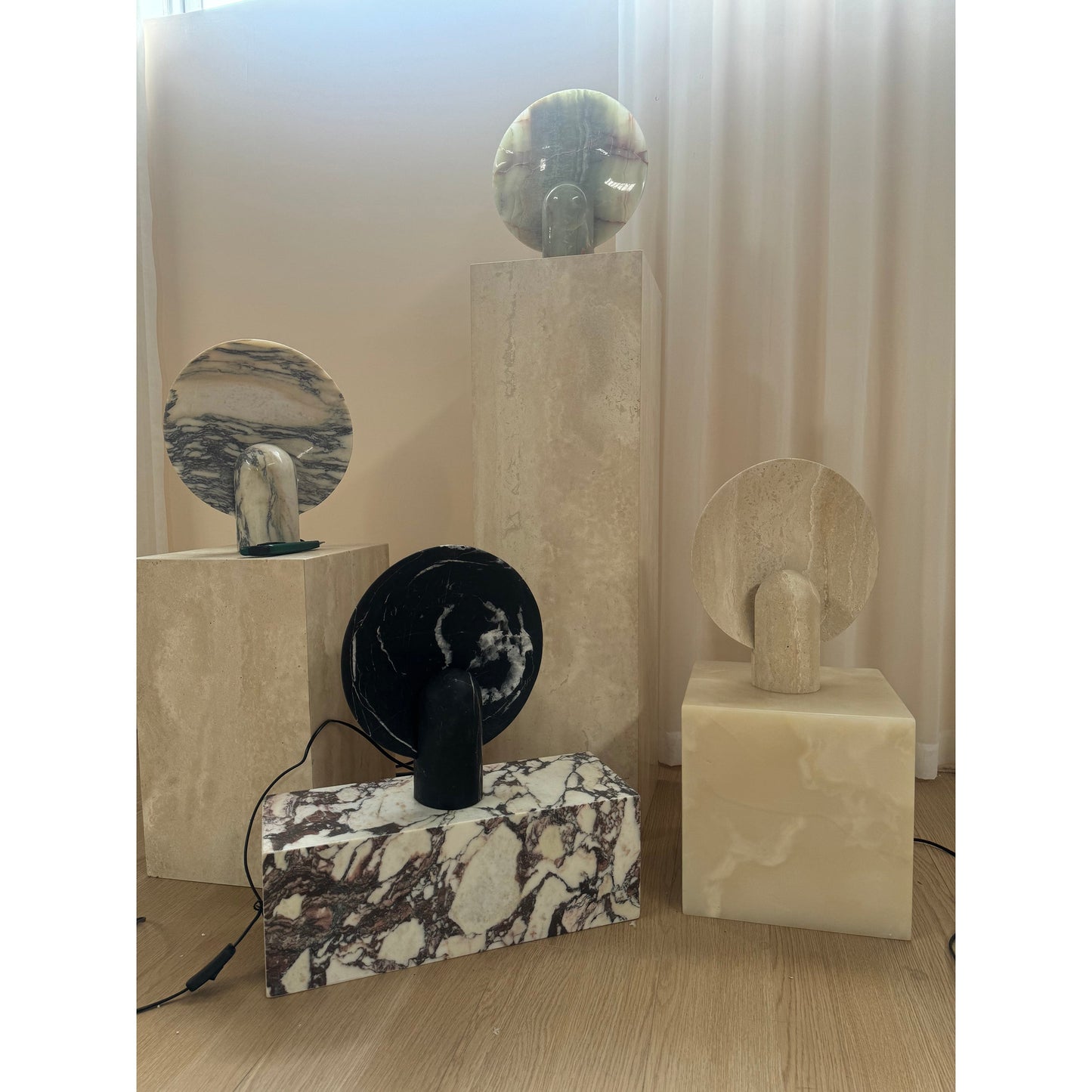 Surface Table Lamp - Solid Marble Sculptural Table Light | Modern Hand-Cast Natural Stone Accent Lamp