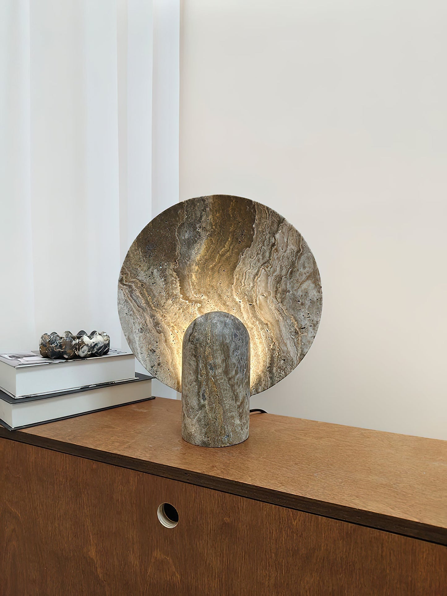 Surface Table Lamp - Solid Marble Sculptural Table Light | Modern Hand-Cast Natural Stone Accent Lamp