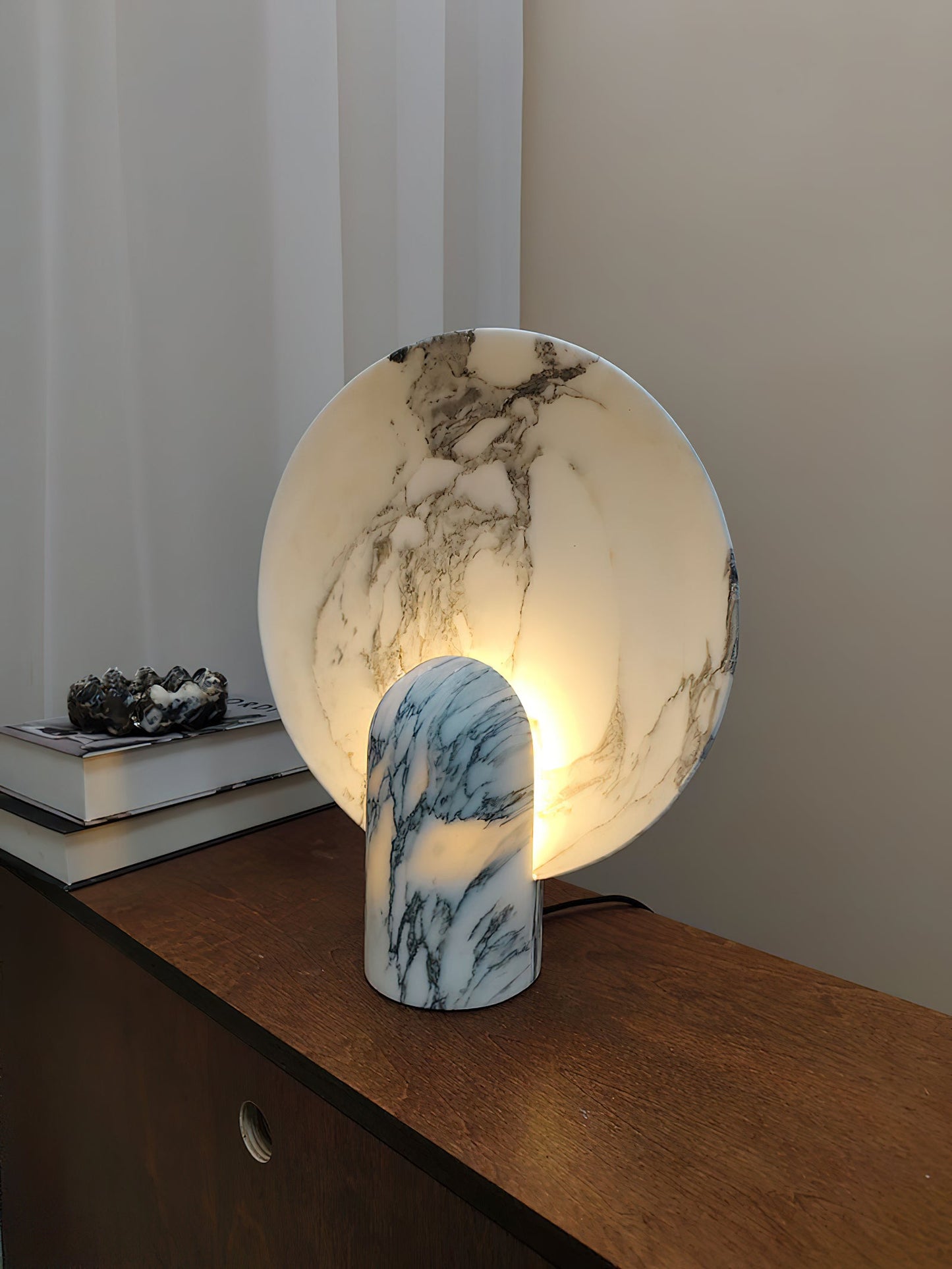 Surface Table Lamp - Solid Marble Sculptural Table Light | Modern Hand-Cast Natural Stone Accent Lamp
