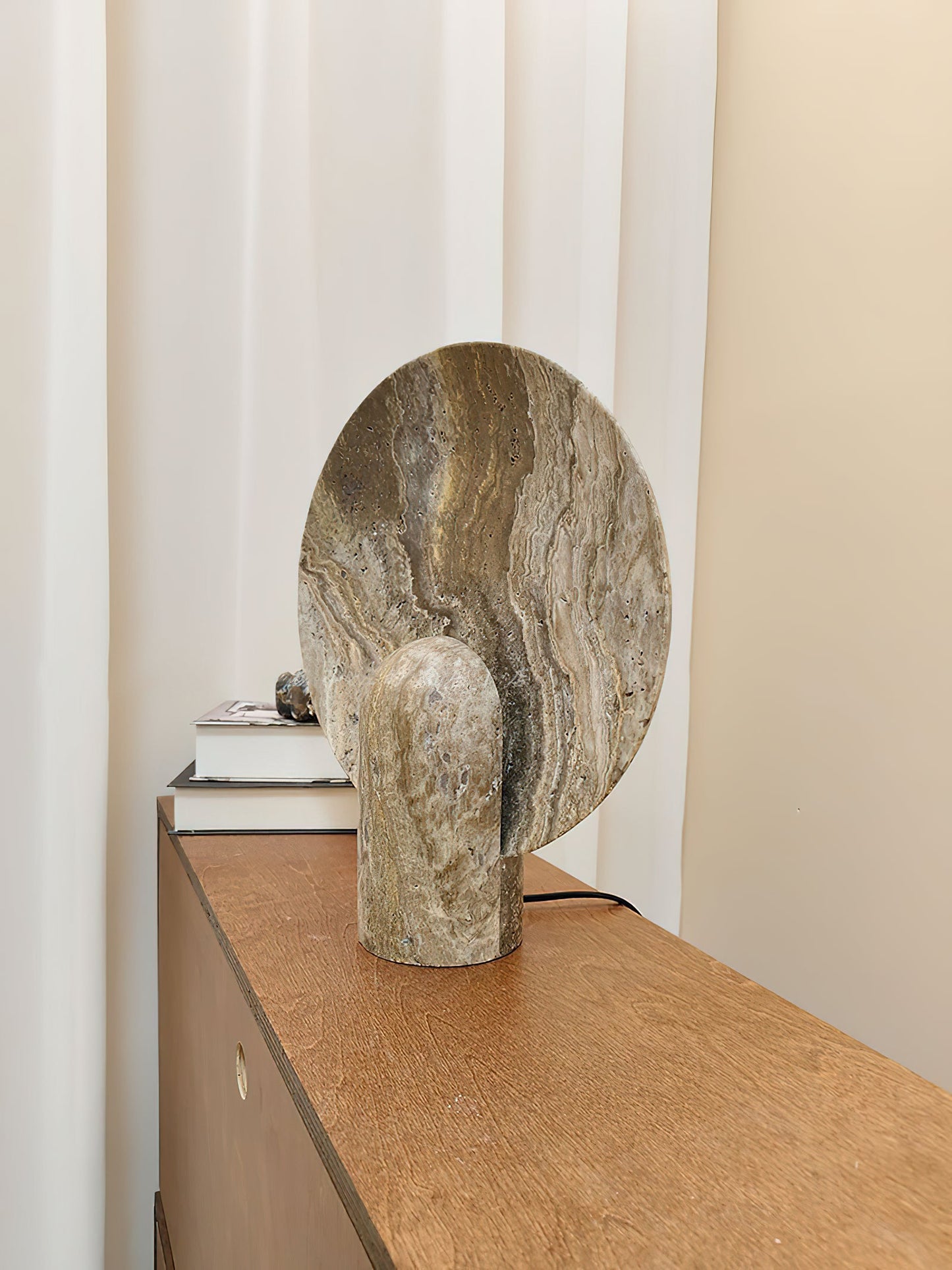 Surface Table Lamp - Solid Marble Sculptural Table Light | Modern Hand-Cast Natural Stone Accent Lamp