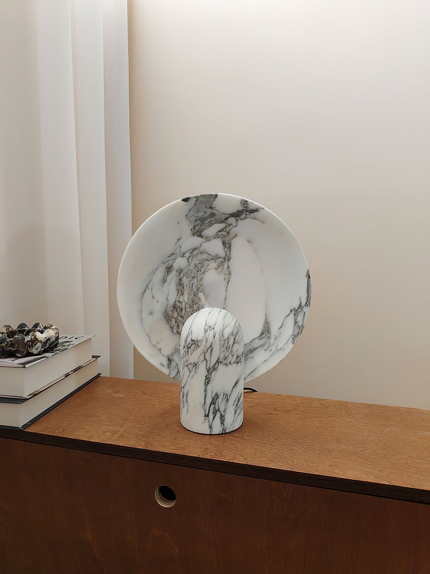 Surface Table Lamp - Solid Marble Sculptural Table Light | Modern Hand-Cast Natural Stone Accent Lamp