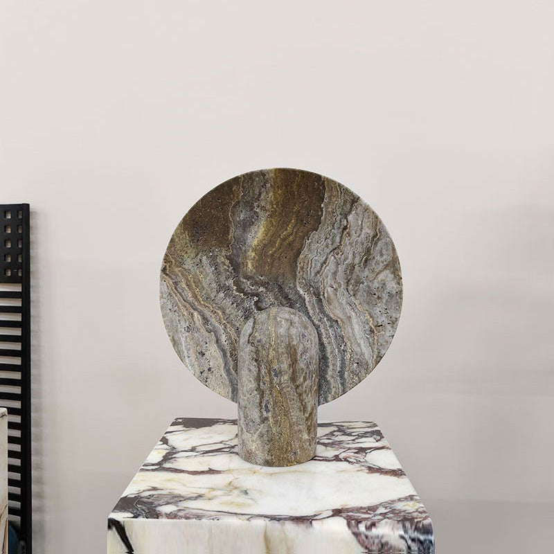 Surface Table Lamp - Solid Marble Sculptural Table Light | Modern Hand-Cast Natural Stone Accent Lamp