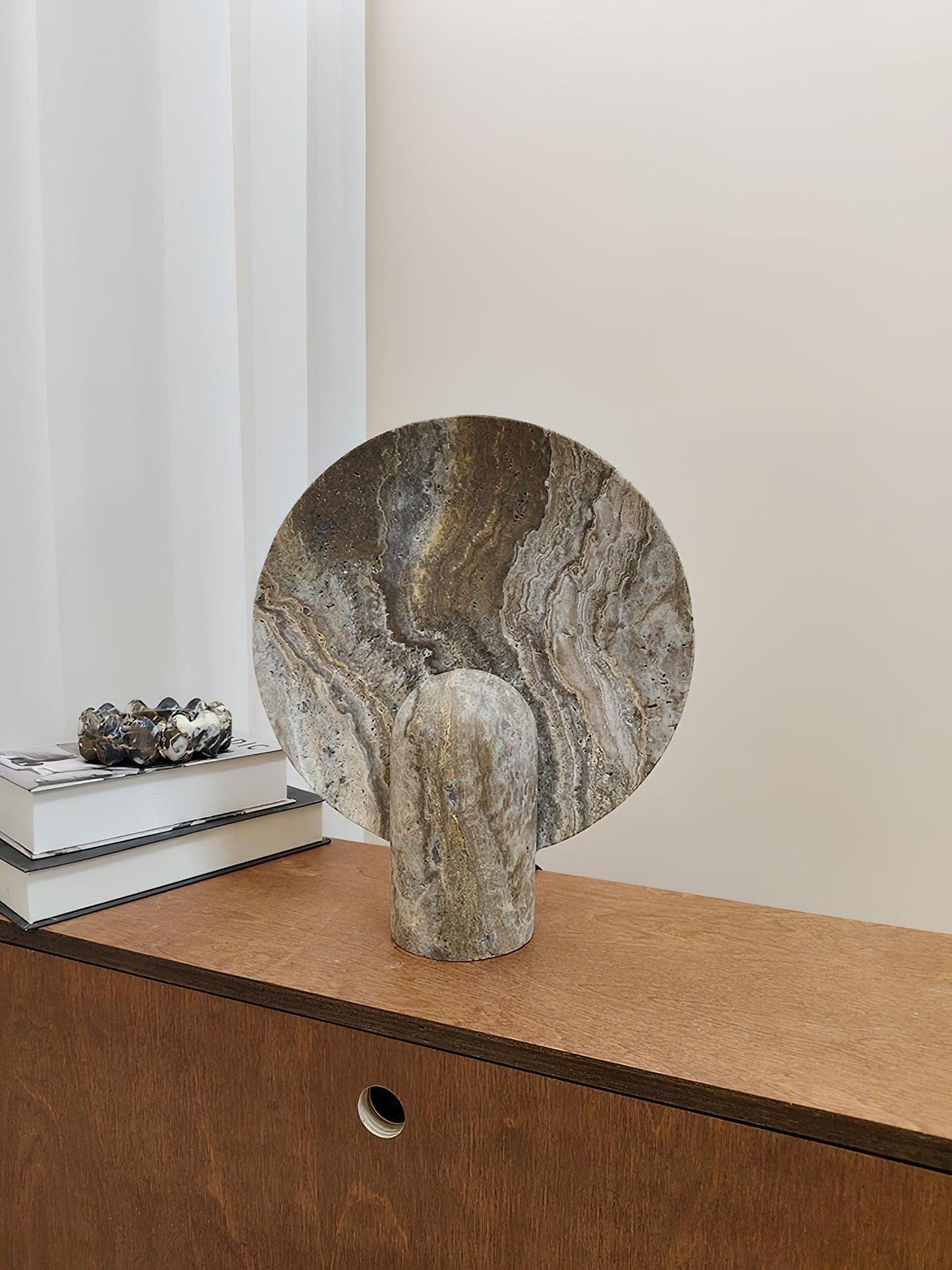 Surface Table Lamp - Solid Marble Sculptural Table Light | Modern Hand-Cast Natural Stone Accent Lamp