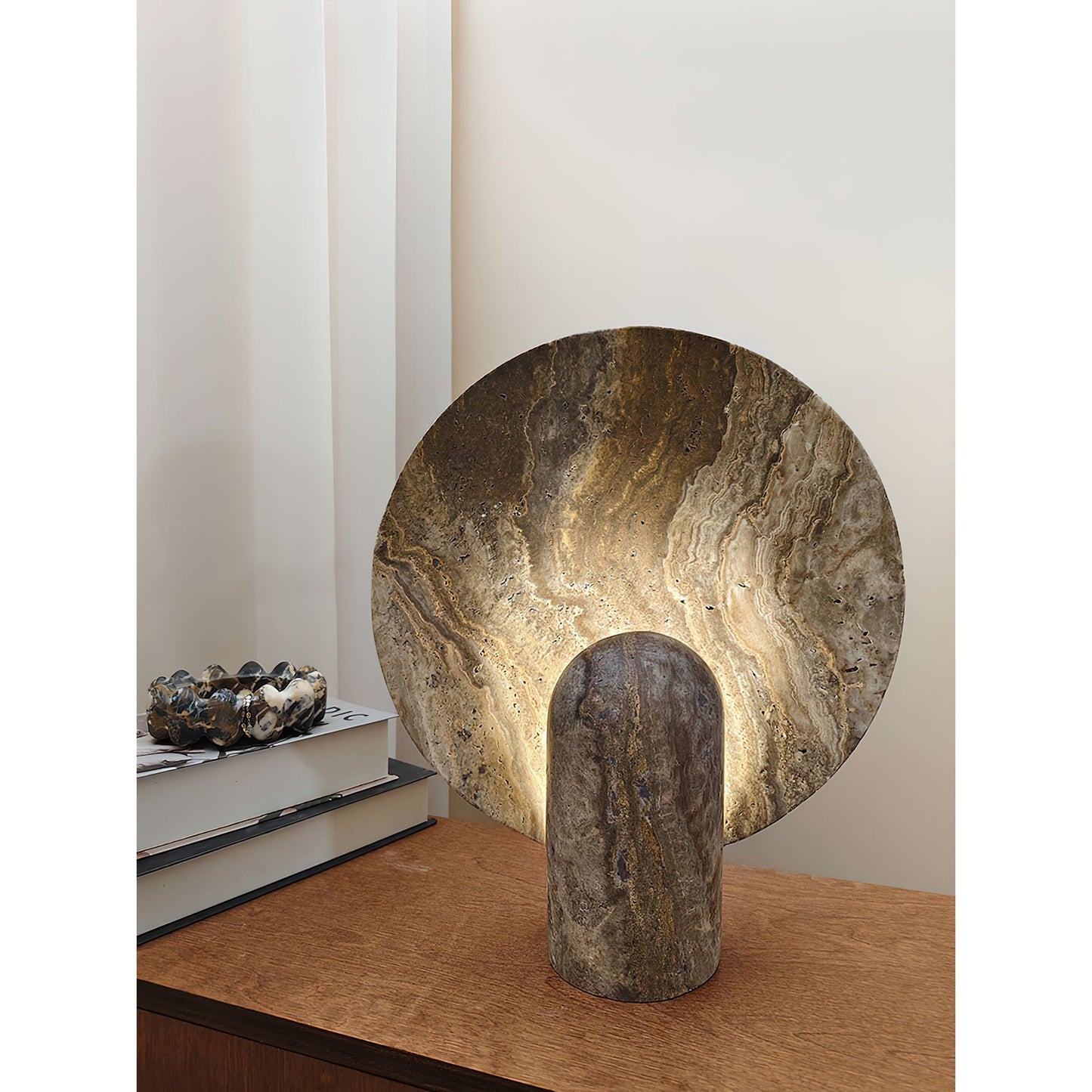 Surface Table Lamp - Solid Marble Sculptural Table Light | Modern Hand-Cast Natural Stone Accent Lamp