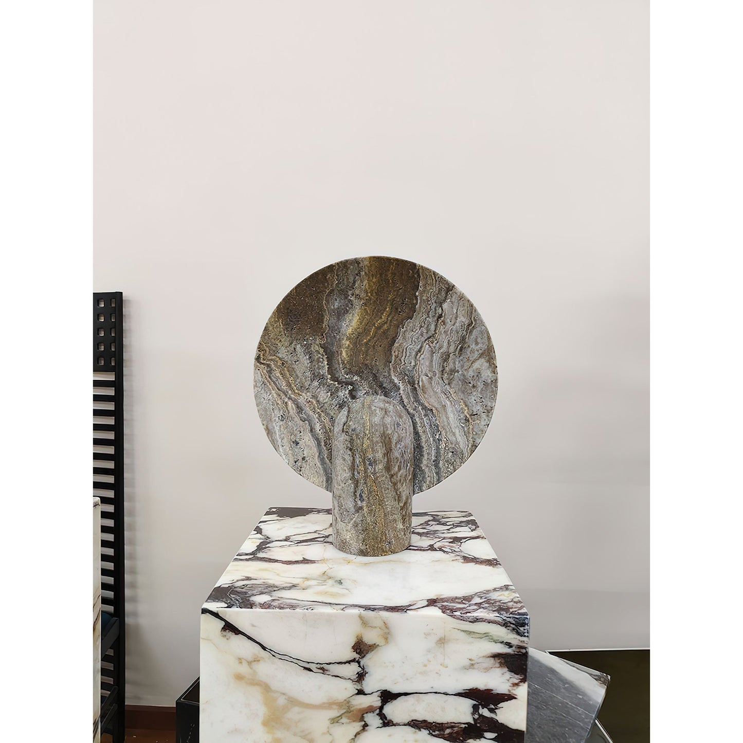 Surface Table Lamp - Solid Marble Sculptural Table Light | Modern Hand-Cast Natural Stone Accent Lamp