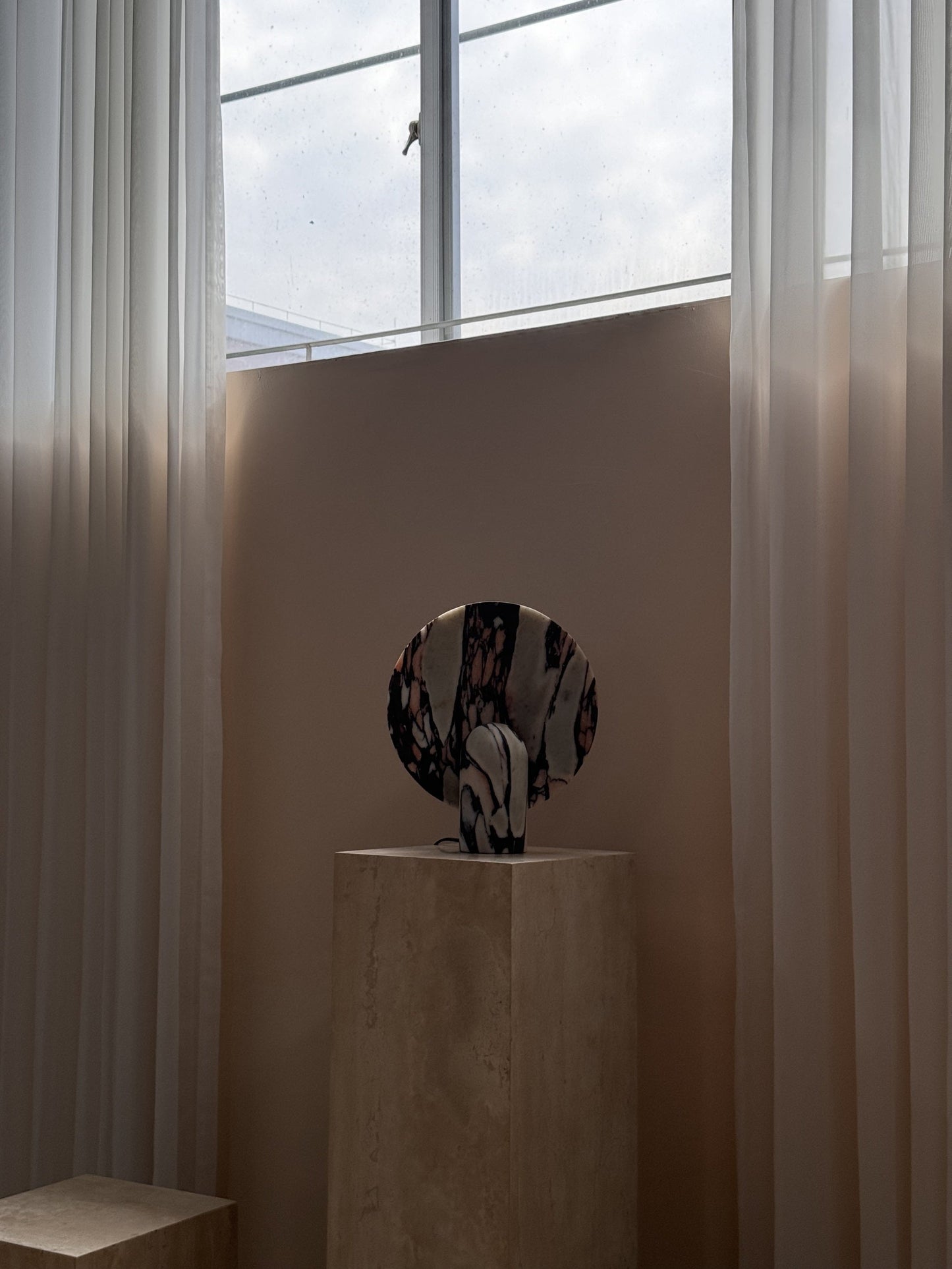 Surface Table Lamp - Solid Marble Sculptural Table Light | Modern Hand-Cast Natural Stone Accent Lamp