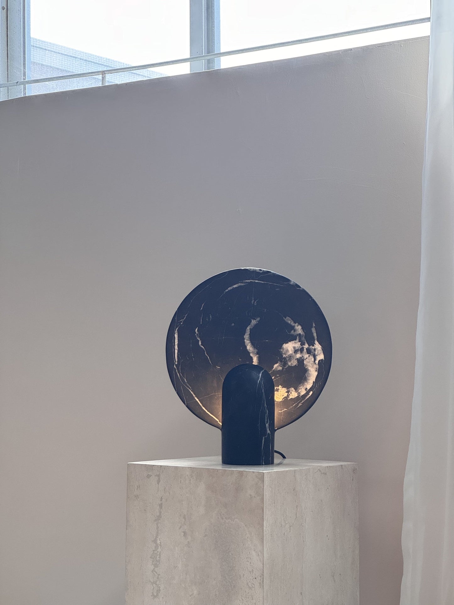 Surface Table Lamp - Solid Marble Sculptural Table Light | Modern Hand-Cast Natural Stone Accent Lamp