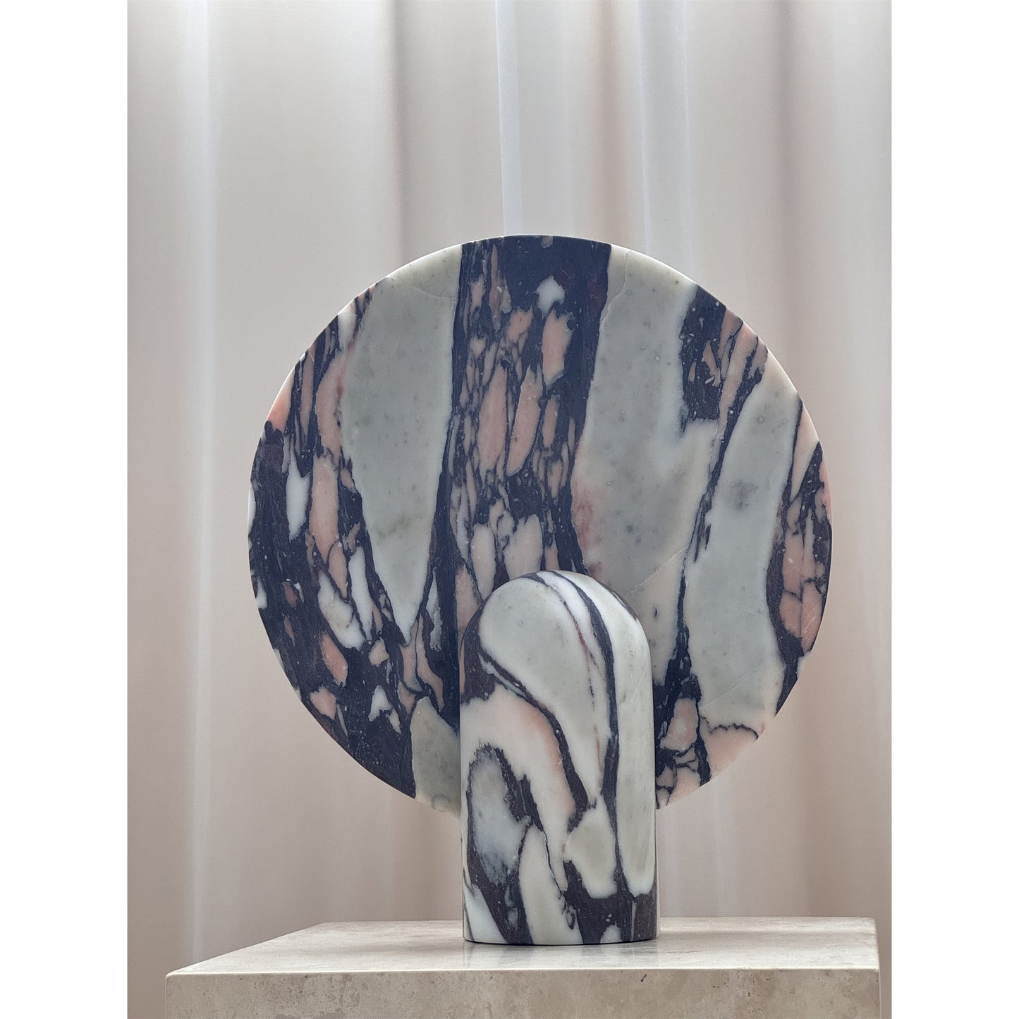 Surface Table Lamp - Solid Marble Sculptural Table Light | Modern Hand-Cast Natural Stone Accent Lamp