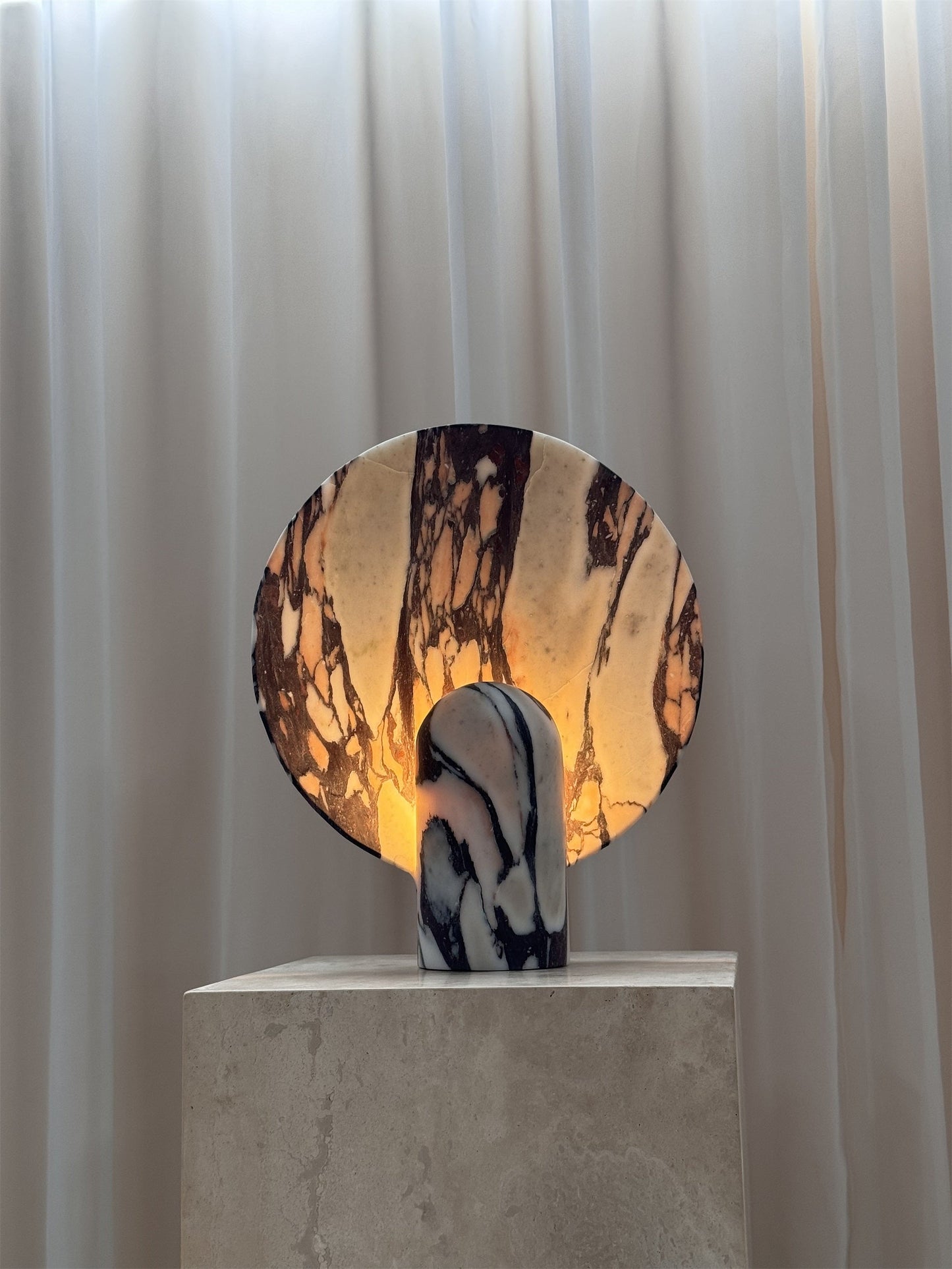 Surface Table Lamp - Solid Marble Sculptural Table Light | Modern Hand-Cast Natural Stone Accent Lamp