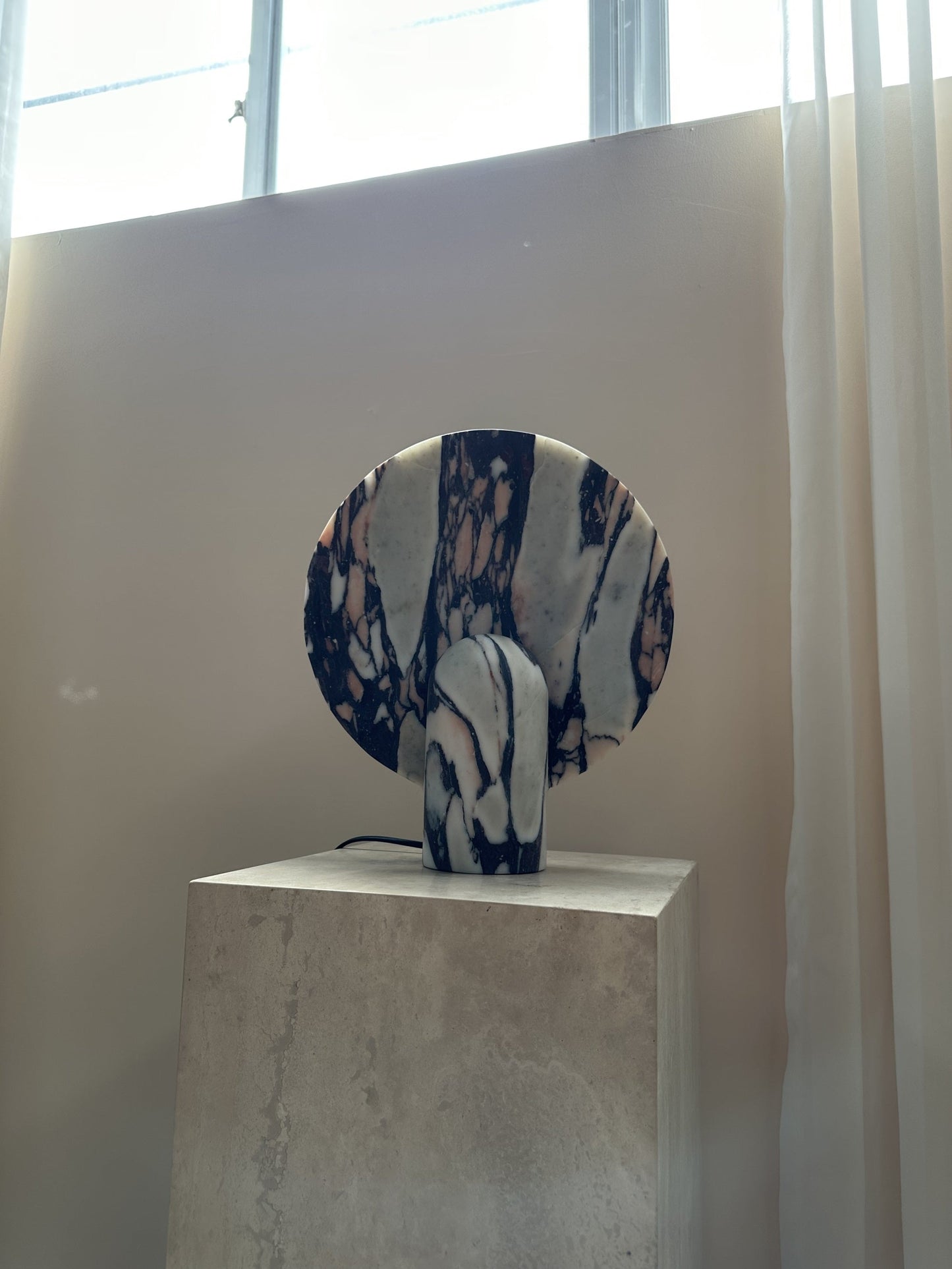 Surface Table Lamp - Solid Marble Sculptural Table Light | Modern Hand-Cast Natural Stone Accent Lamp