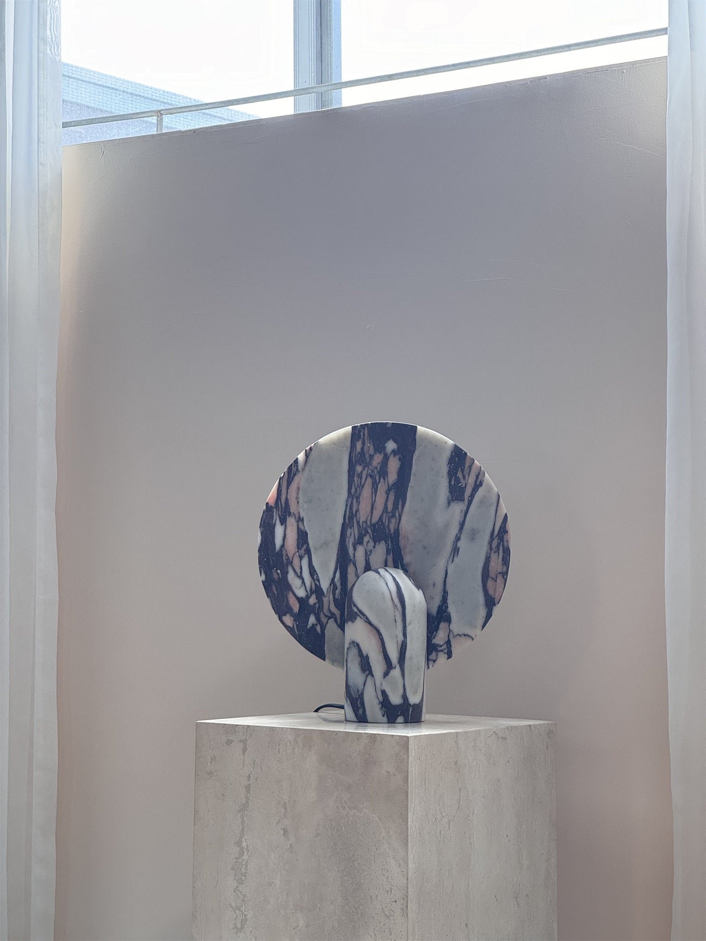 Surface Table Lamp - Solid Marble Sculptural Table Light | Modern Hand-Cast Natural Stone Accent Lamp