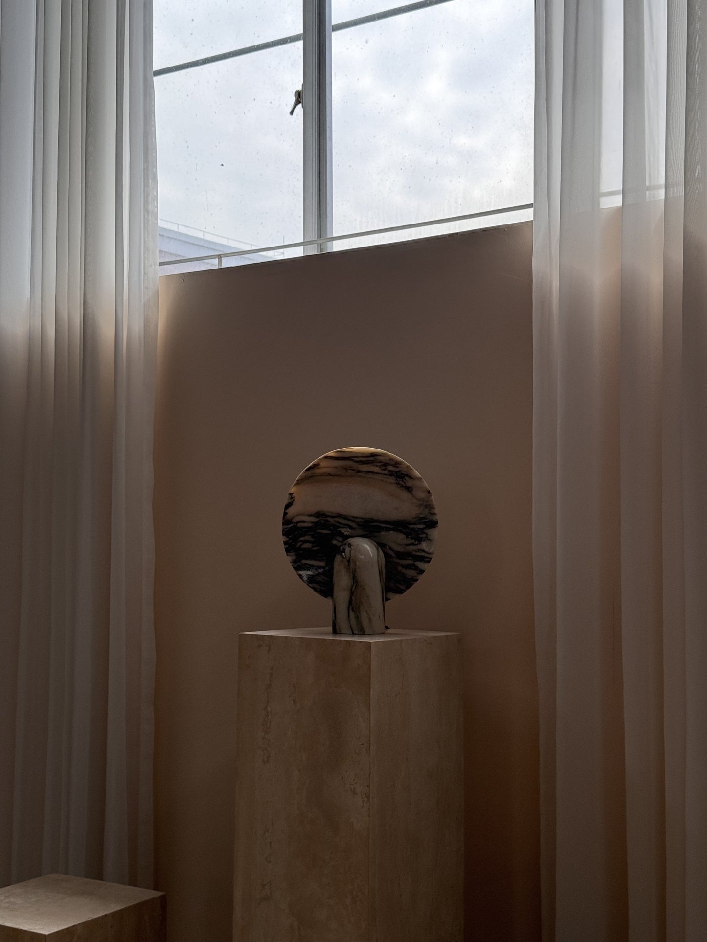 Surface Table Lamp - Solid Marble Sculptural Table Light | Modern Hand-Cast Natural Stone Accent Lamp