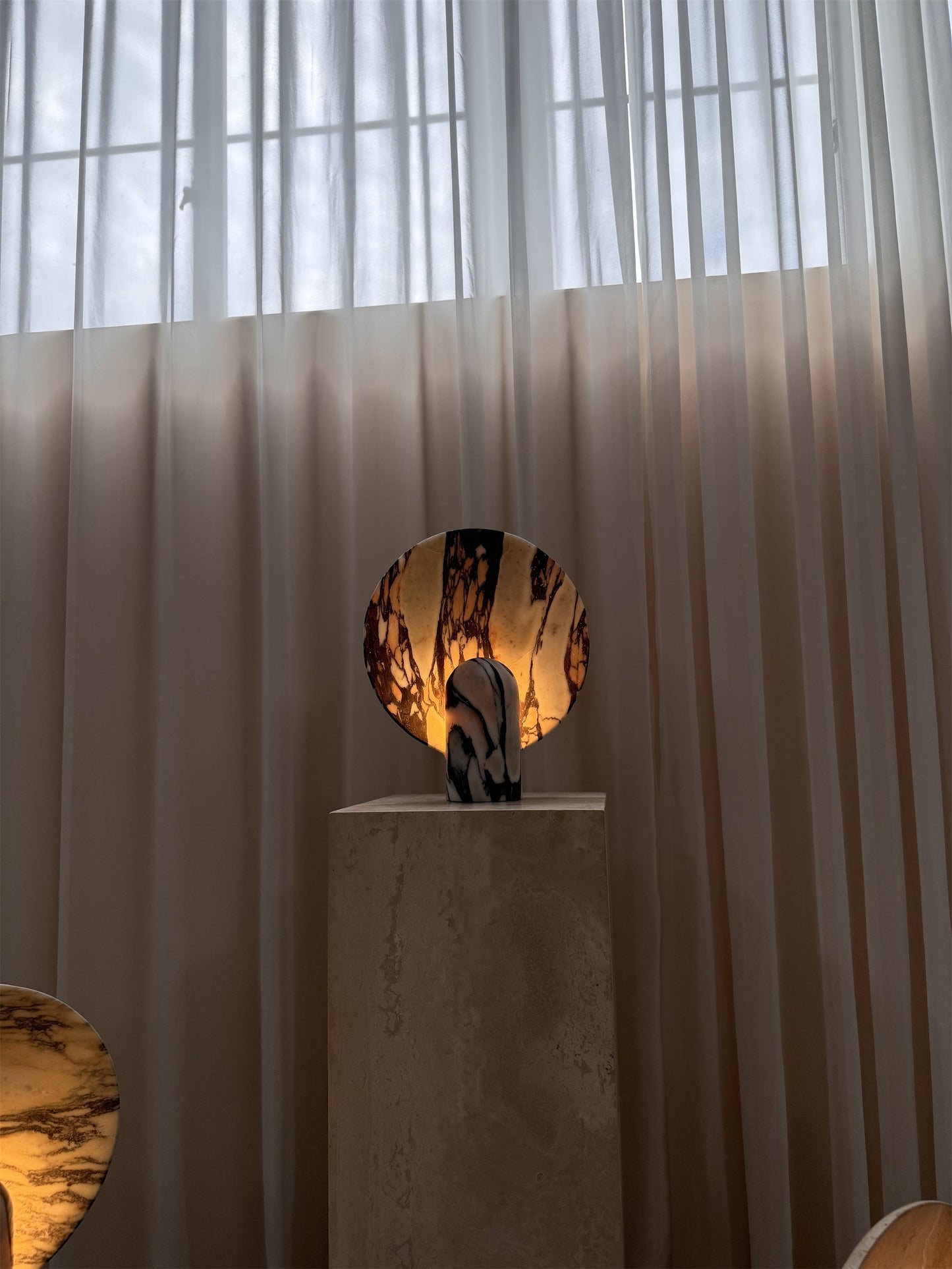 Surface Table Lamp - Solid Marble Sculptural Table Light | Modern Hand-Cast Natural Stone Accent Lamp
