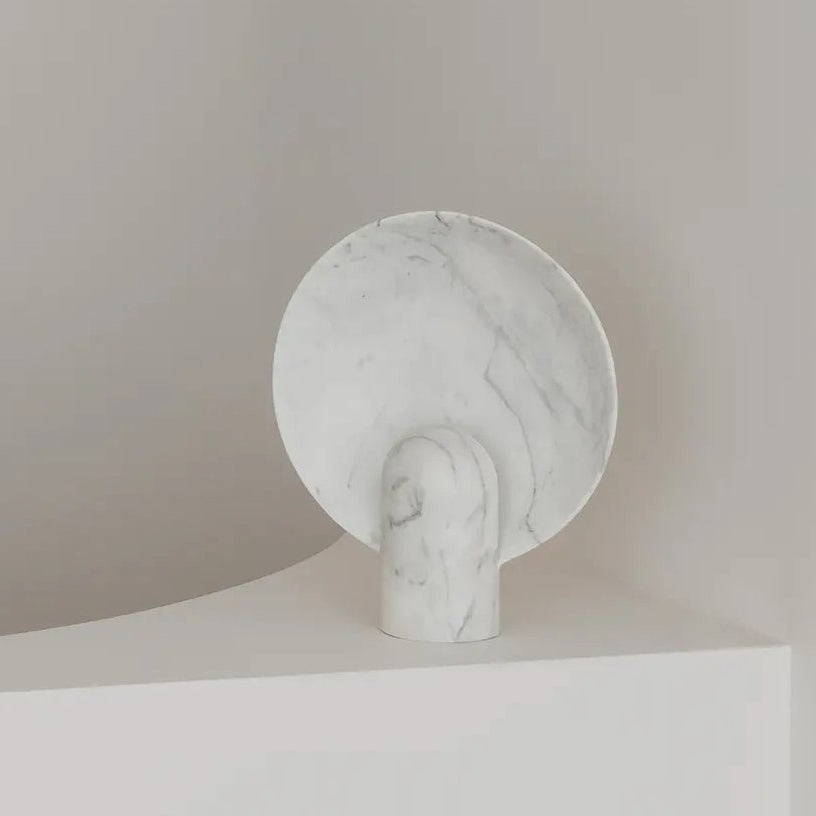 Surface Table Lamp - Solid Marble Sculptural Table Light | Modern Hand-Cast Natural Stone Accent Lamp