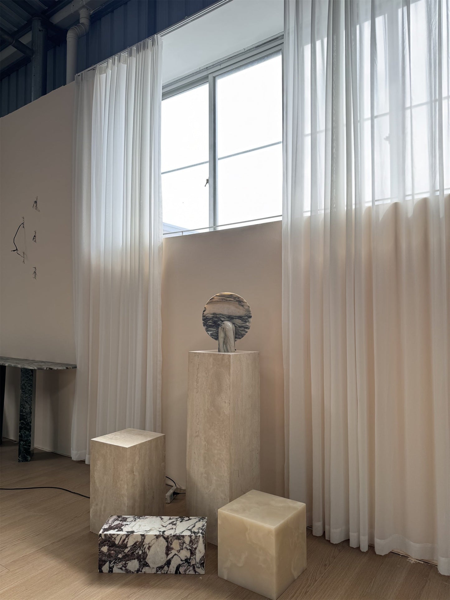 Surface Table Lamp - Solid Marble Sculptural Table Light | Modern Hand-Cast Natural Stone Accent Lamp