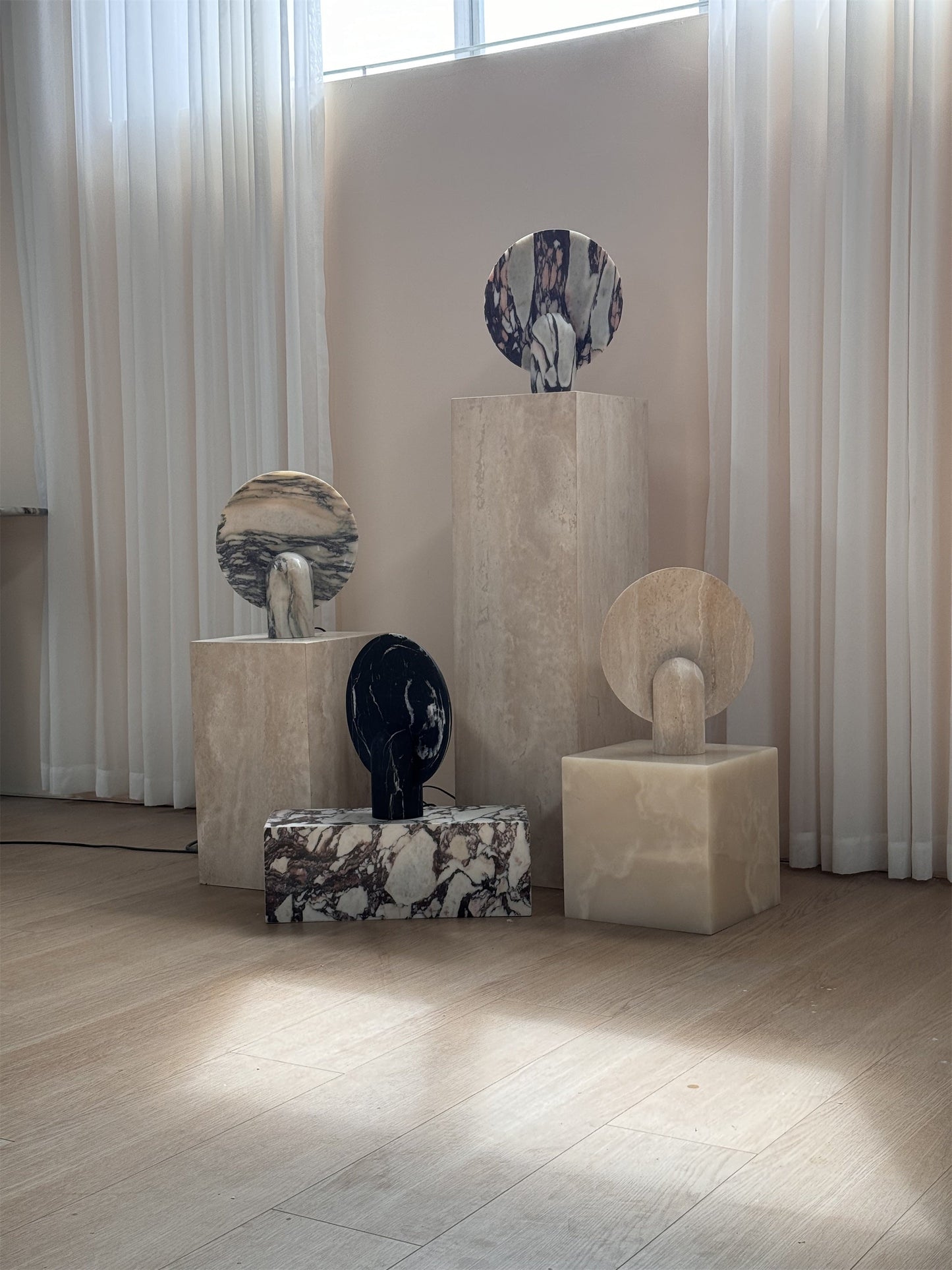 Surface Table Lamp - Solid Marble Sculptural Table Light | Modern Hand-Cast Natural Stone Accent Lamp