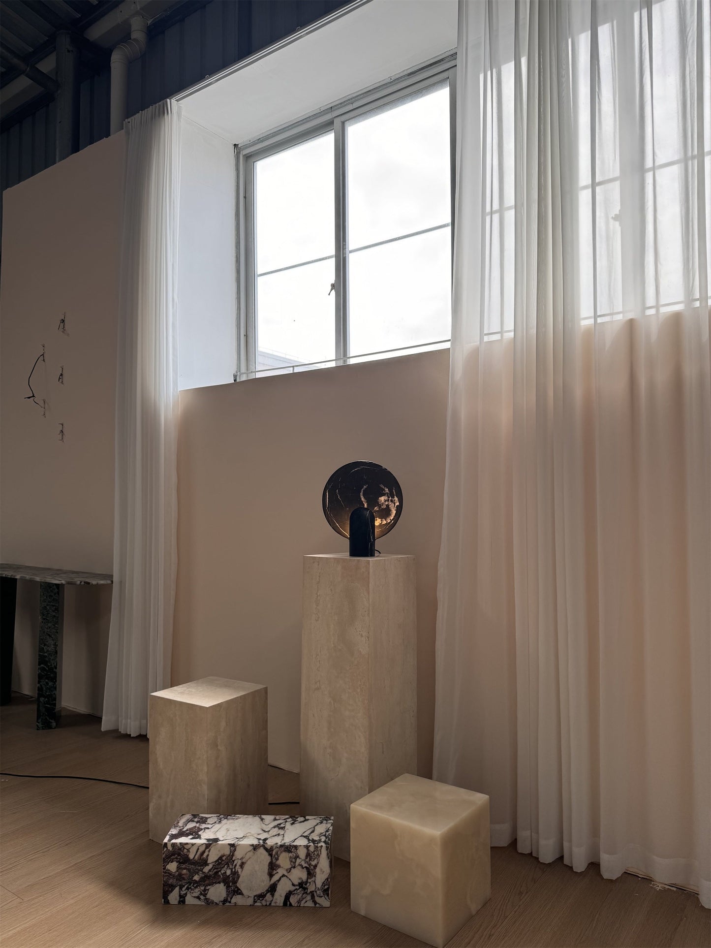 Surface Table Lamp - Solid Marble Sculptural Table Light | Modern Hand-Cast Natural Stone Accent Lamp