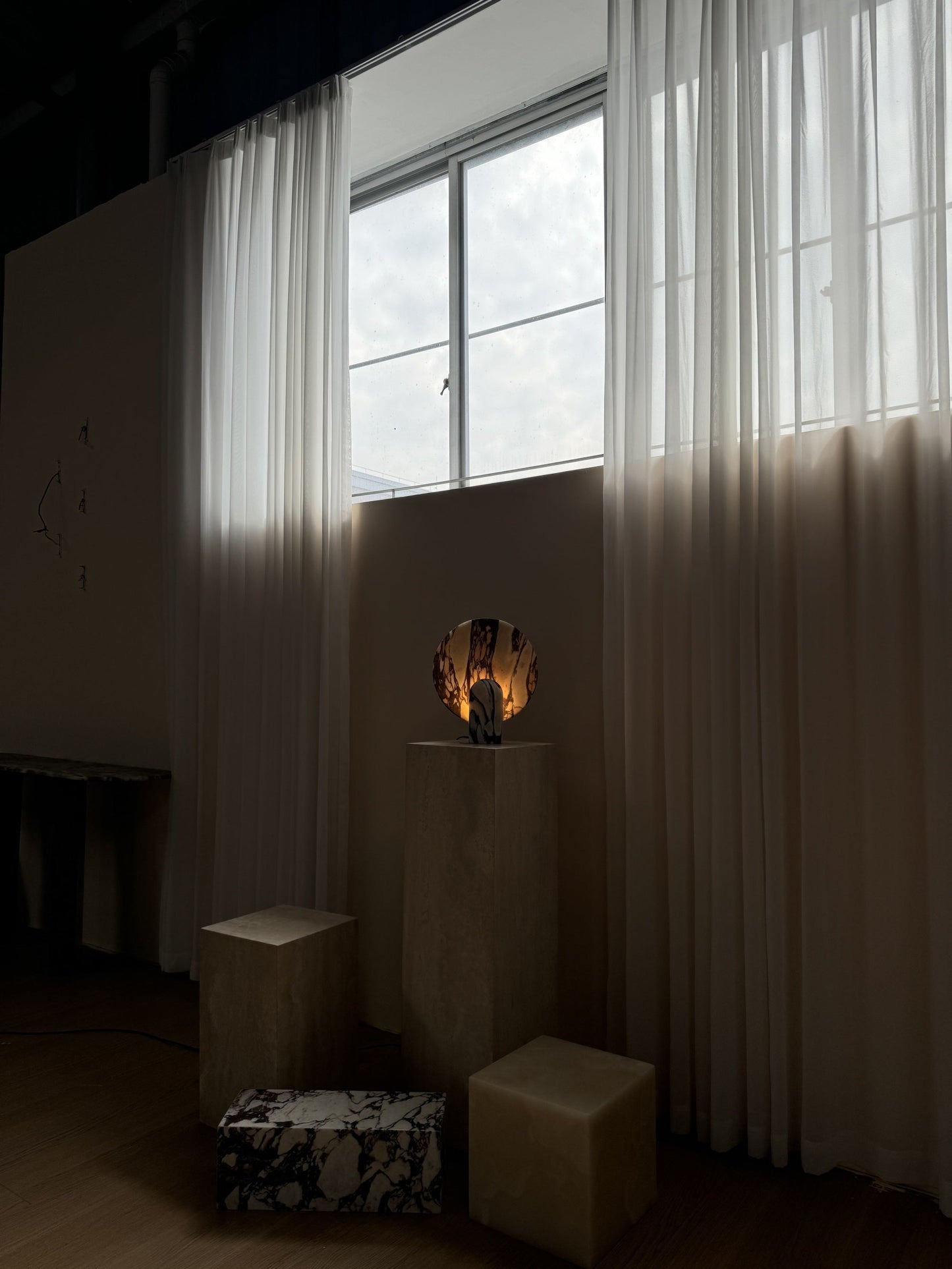 Surface Table Lamp - Solid Marble Sculptural Table Light | Modern Hand-Cast Natural Stone Accent Lamp