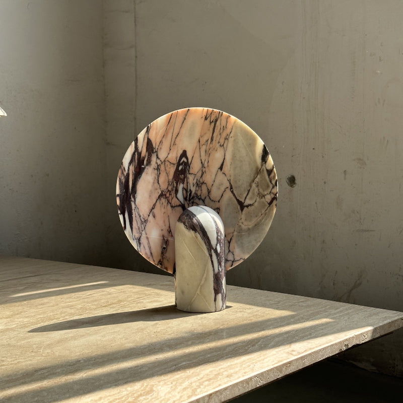 Surface Table Lamp - Solid Marble Sculptural Table Light | Modern Hand-Cast Natural Stone Accent Lamp