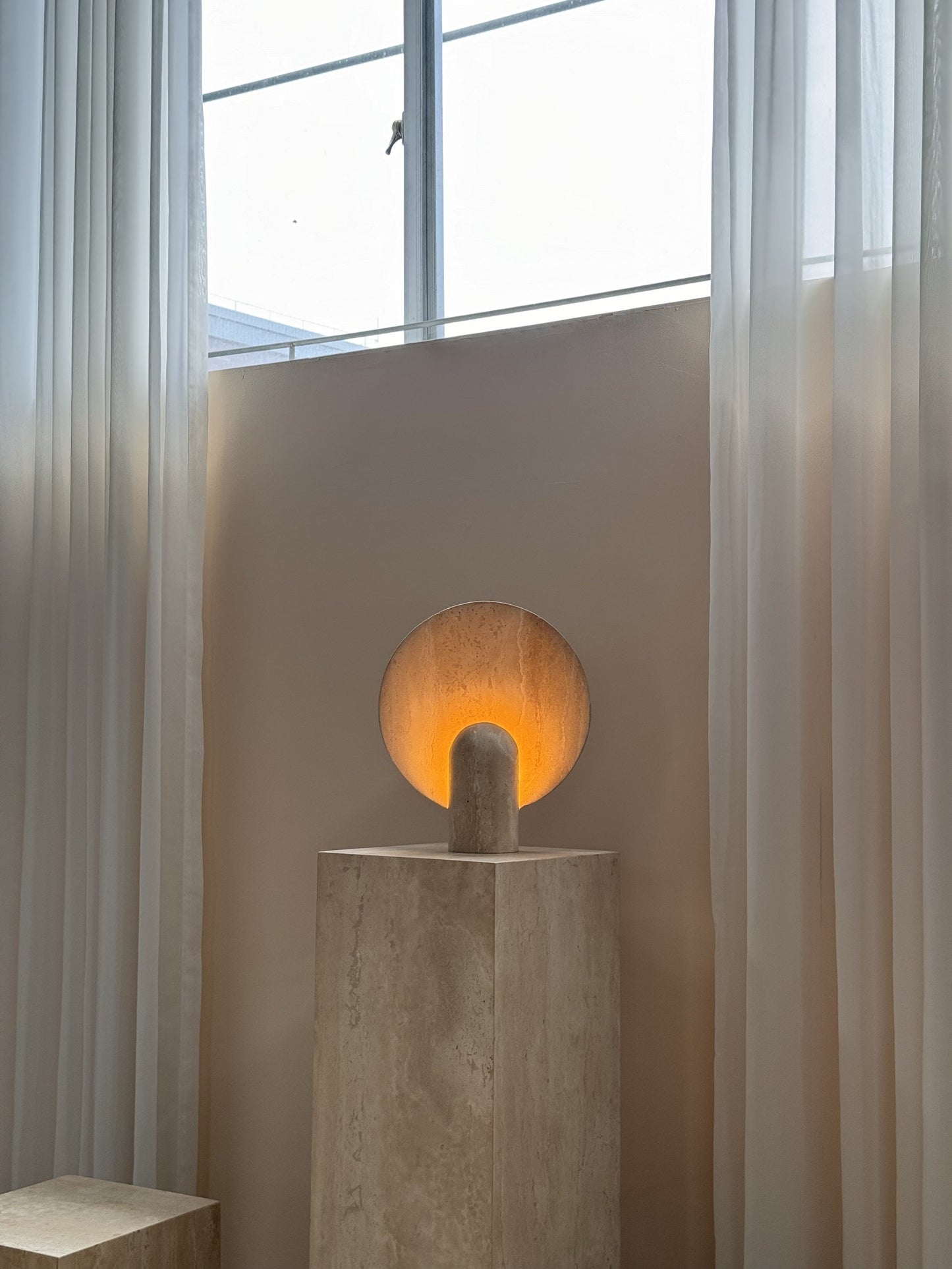 Surface Table Lamp - Solid Marble Sculptural Table Light | Modern Hand-Cast Natural Stone Accent Lamp
