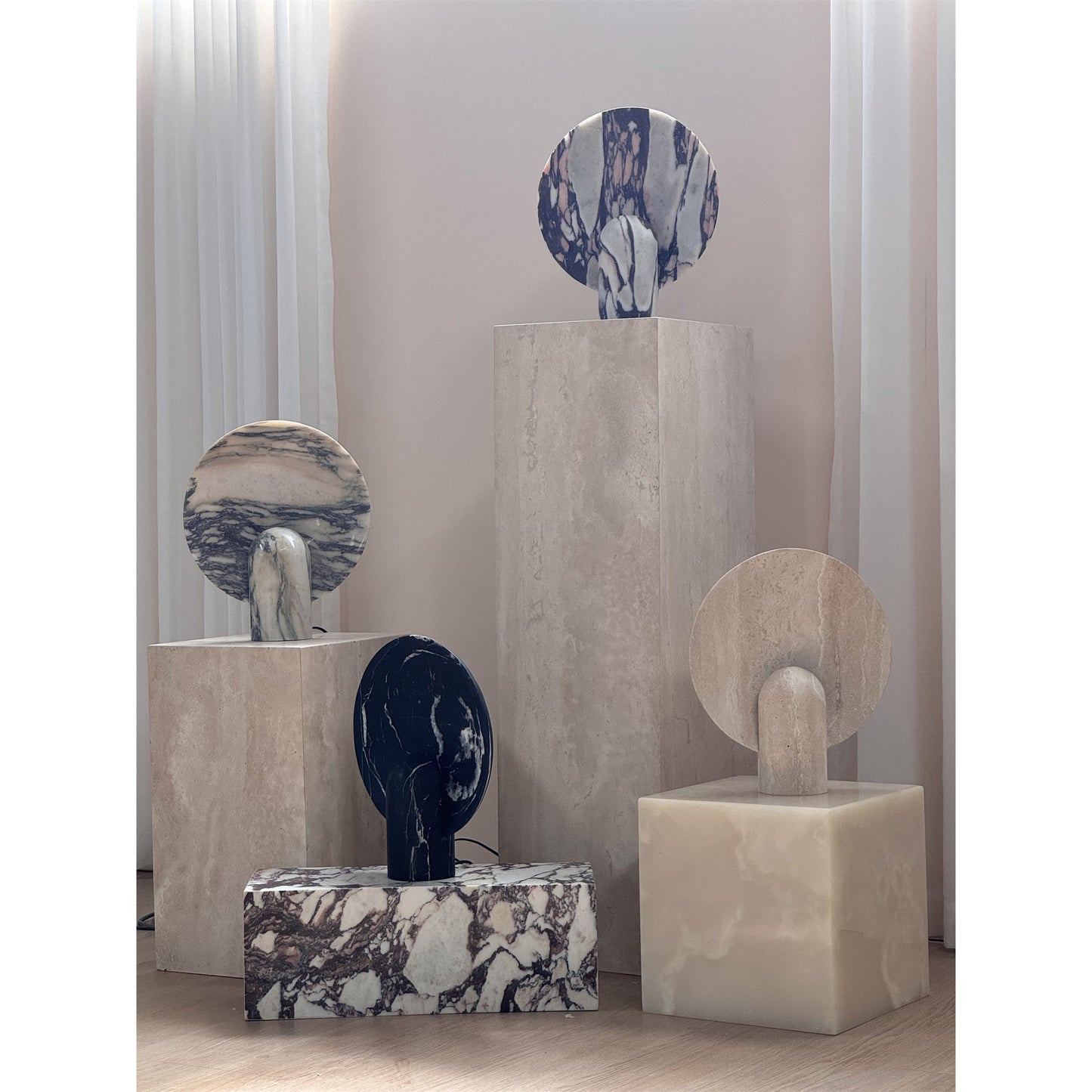 Surface Table Lamp - Solid Marble Sculptural Table Light | Modern Hand-Cast Natural Stone Accent Lamp