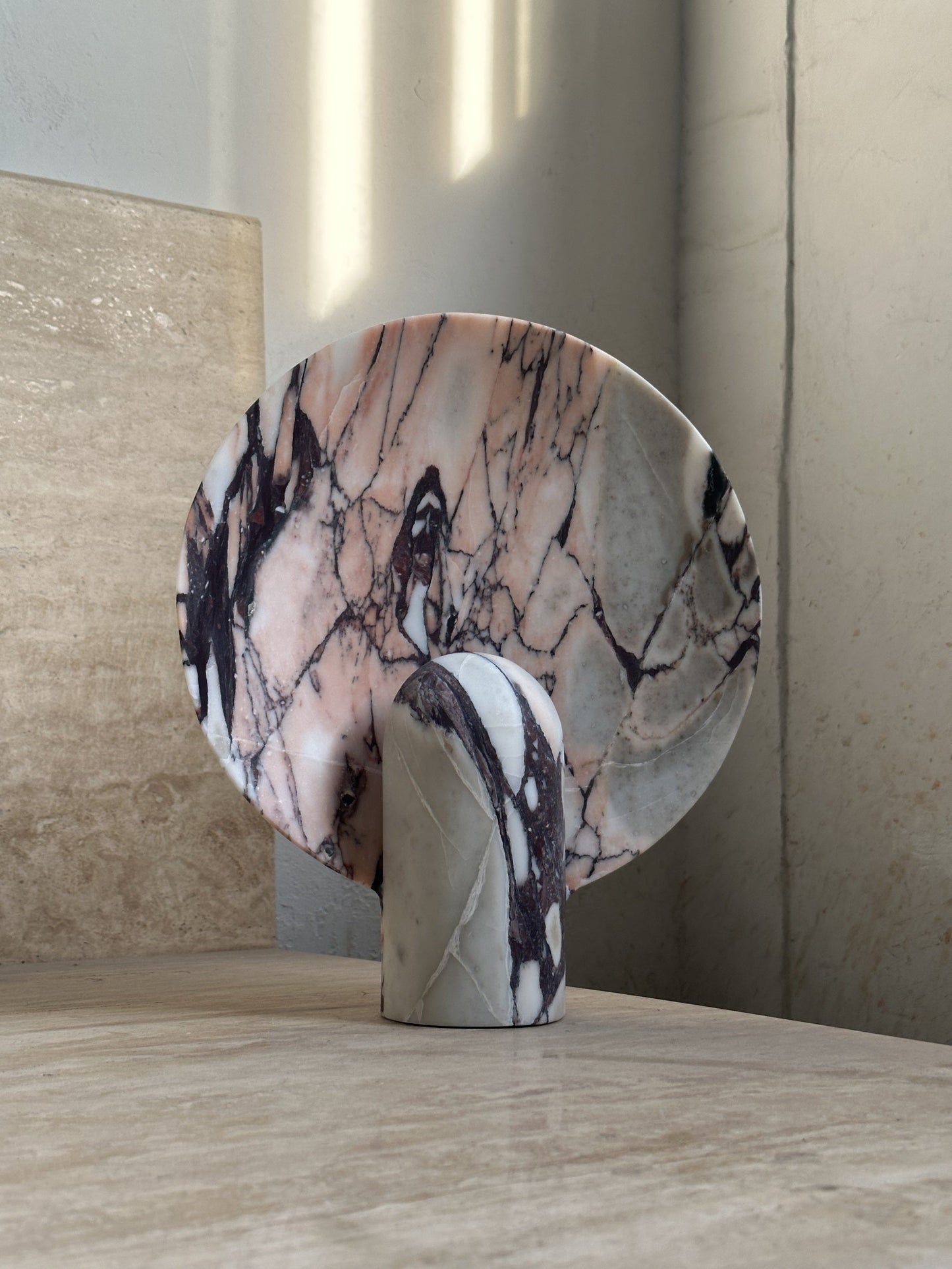 Surface Table Lamp - Solid Marble Sculptural Table Light | Modern Hand-Cast Natural Stone Accent Lamp