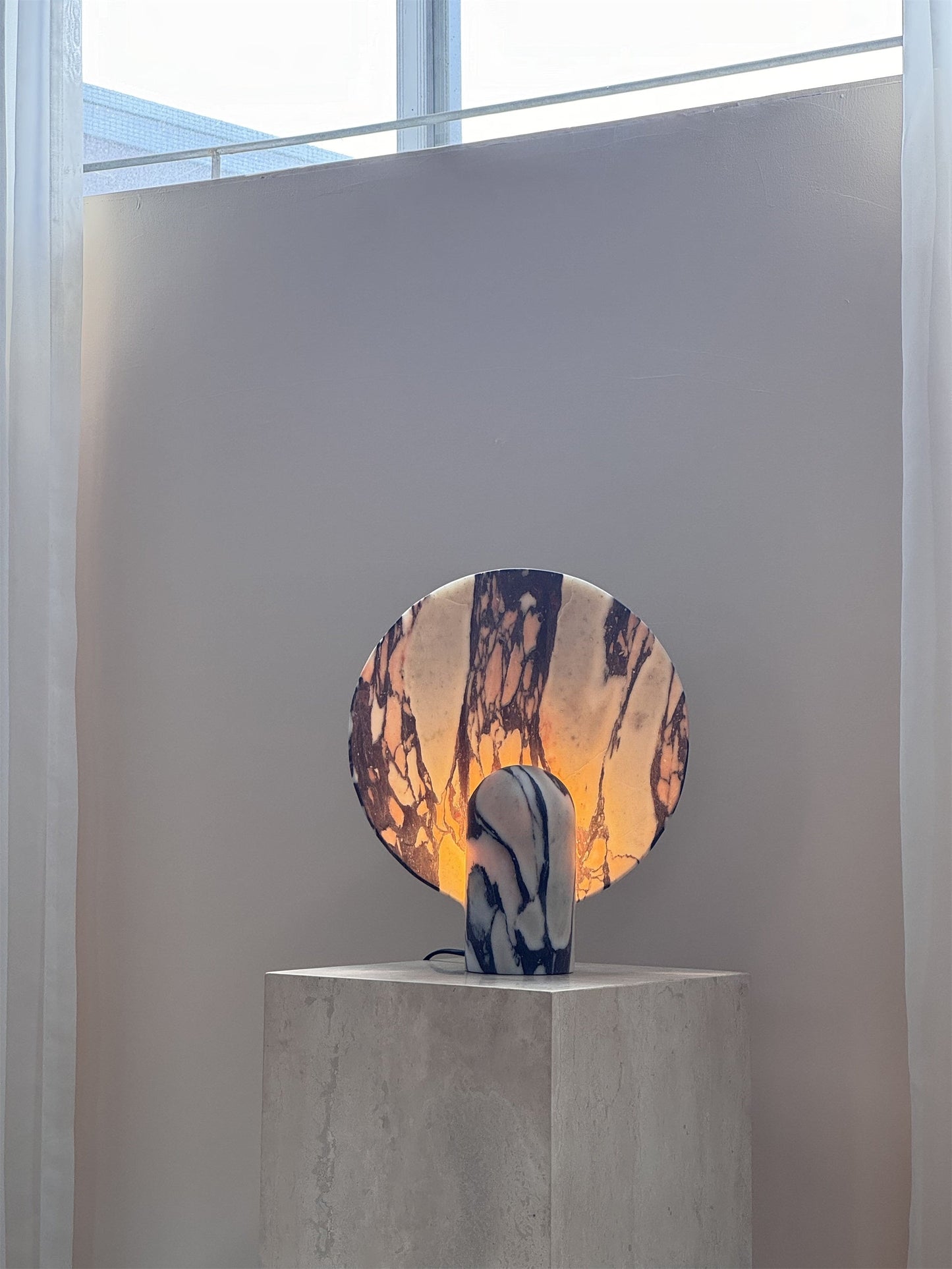 Surface Table Lamp - Solid Marble Sculptural Table Light | Modern Hand-Cast Natural Stone Accent Lamp