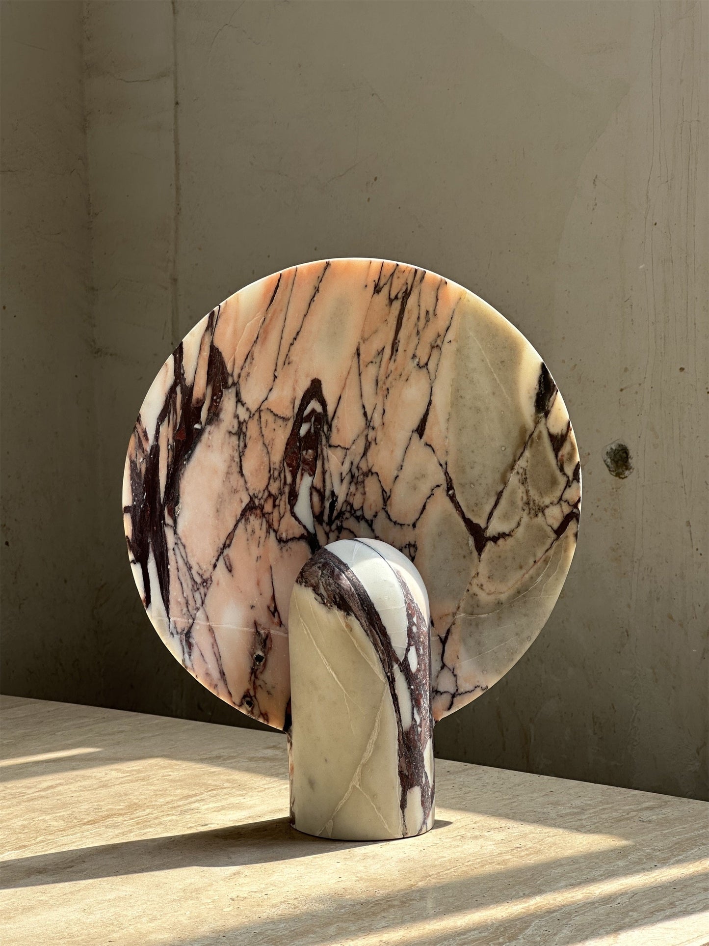 Surface Table Lamp - Solid Marble Sculptural Table Light | Modern Hand-Cast Natural Stone Accent Lamp