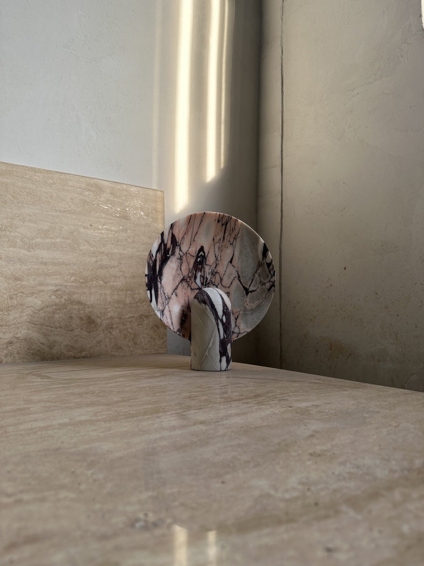 Surface Table Lamp - Solid Marble Sculptural Table Light | Modern Hand-Cast Natural Stone Accent Lamp