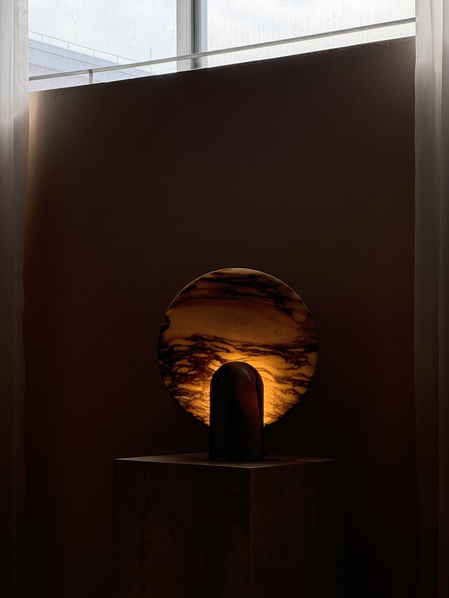 Surface Table Lamp - Solid Marble Sculptural Table Light | Modern Hand-Cast Natural Stone Accent Lamp