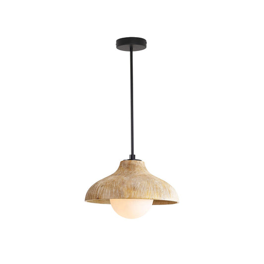 Surfside Pendant Lamp - Wood Grain Resin & Opal Glass Globe Pendant | Modern Kitchen Island & Bar Light