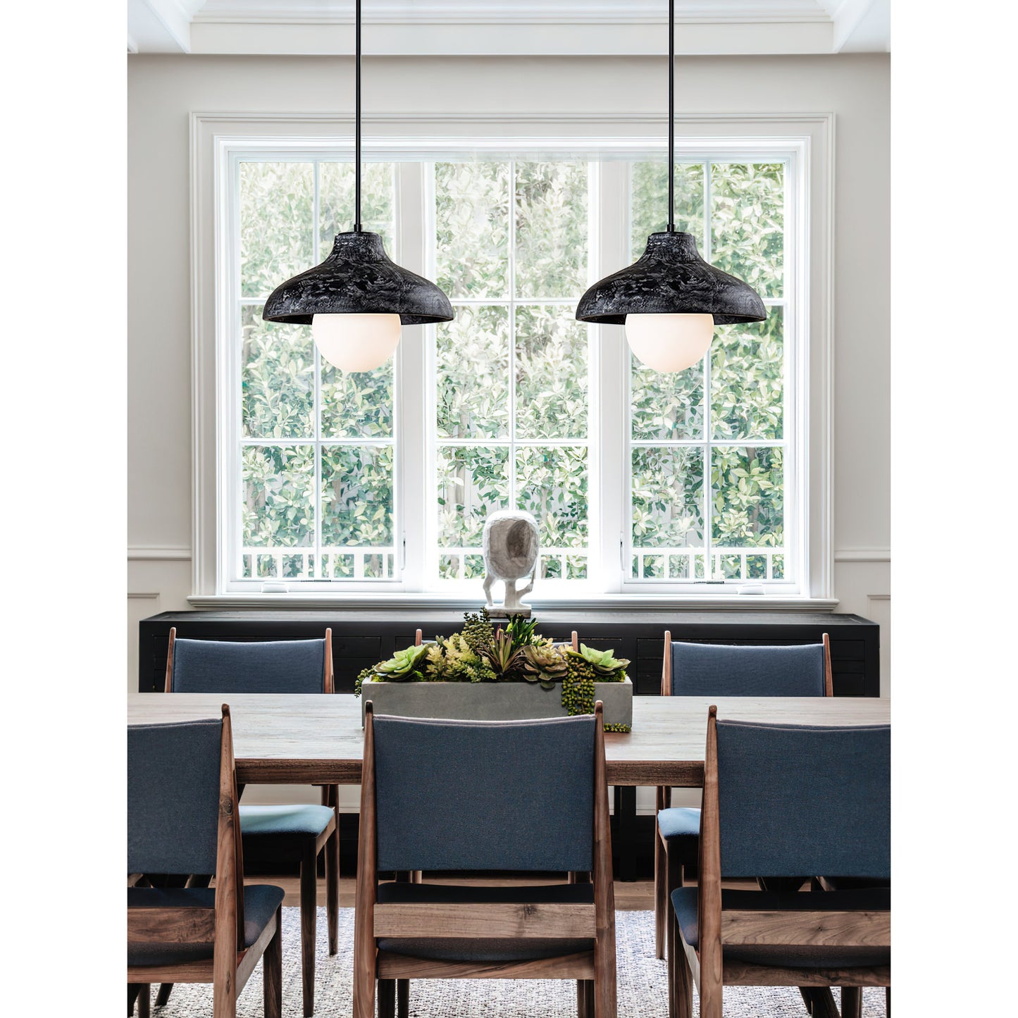 Surfside Pendant Lamp - Wood Grain Resin & Opal Glass Globe Pendant | Modern Kitchen Island & Bar Light