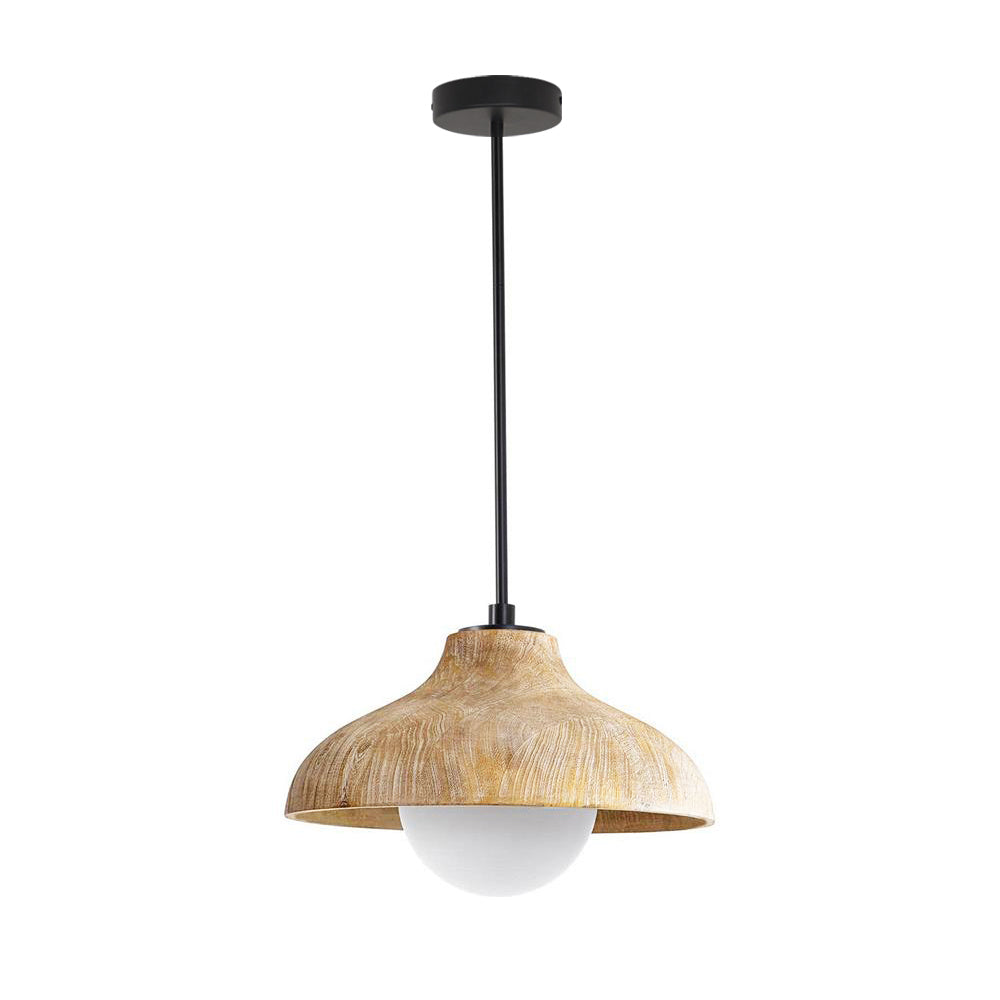 Surfside Pendant Lamp - Wood Grain Resin & Opal Glass Globe Pendant | Modern Kitchen Island & Bar Light