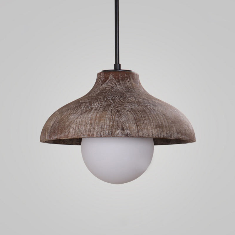 Surfside Pendant Lamp - Wood Grain Resin & Opal Glass Globe Pendant | Modern Kitchen Island & Bar Light