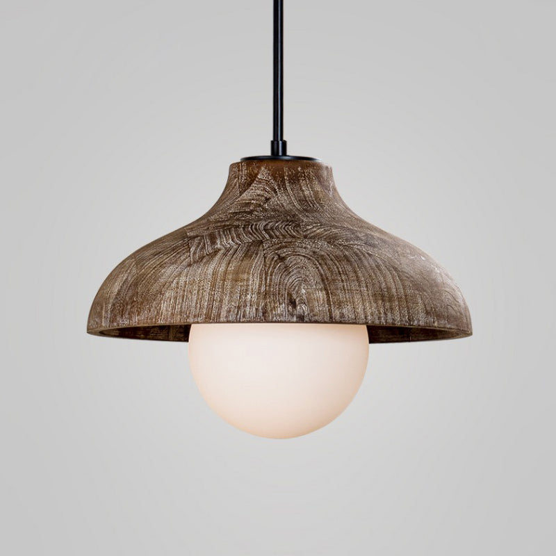 Surfside Pendant Lamp - Wood Grain Resin & Opal Glass Globe Pendant | Modern Kitchen Island & Bar Light