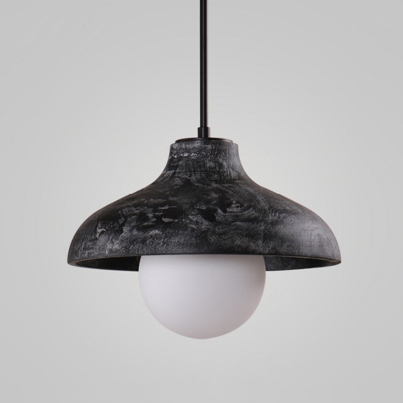 Surfside Pendant Lamp - Wood Grain Resin & Opal Glass Globe Pendant | Modern Kitchen Island & Bar Light