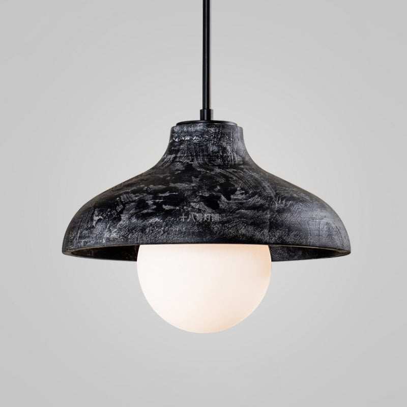 Surfside Pendant Lamp - Wood Grain Resin & Opal Glass Globe Pendant | Modern Kitchen Island & Bar Light