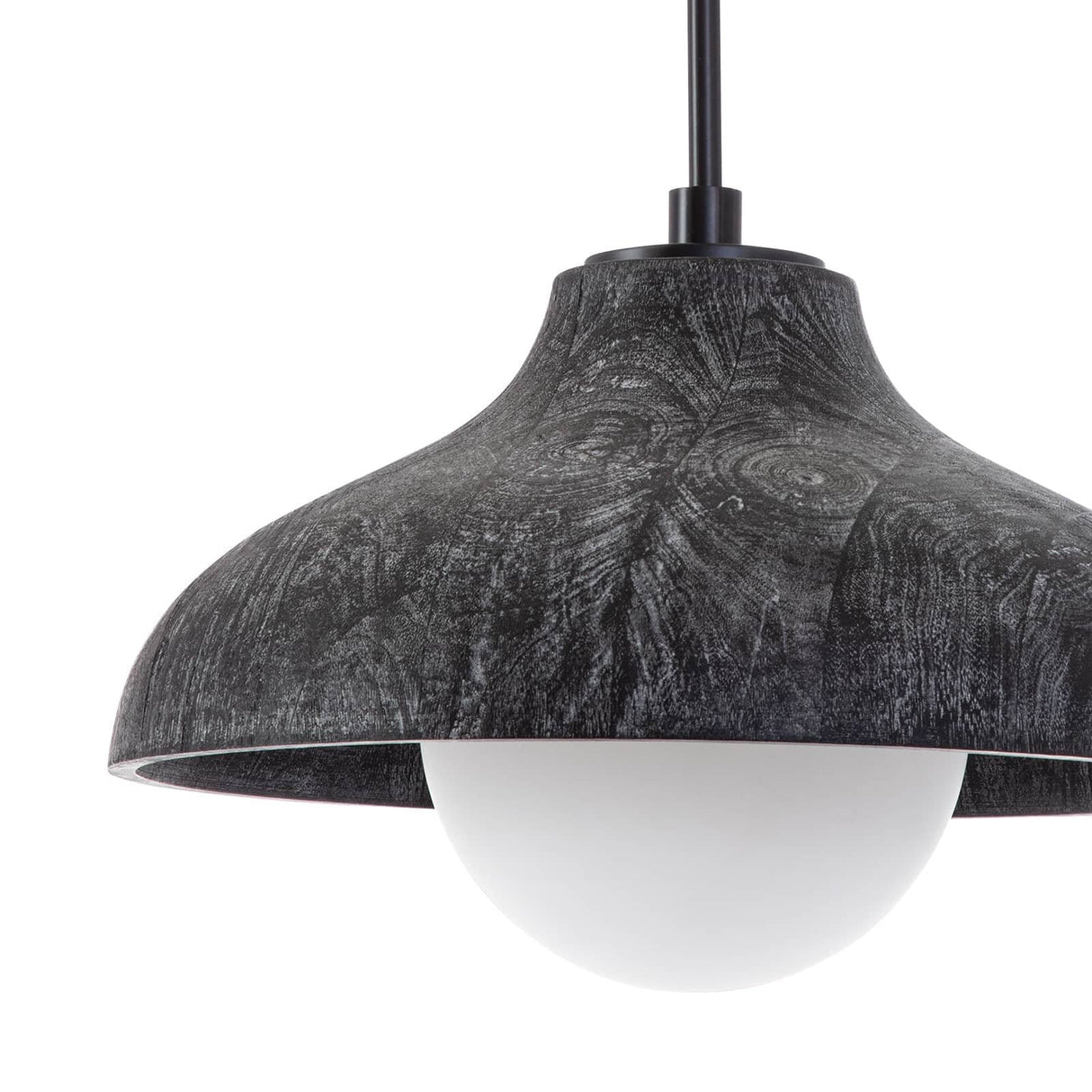 Surfside Pendant Lamp - Wood Grain Resin & Opal Glass Globe Pendant | Modern Kitchen Island & Bar Light