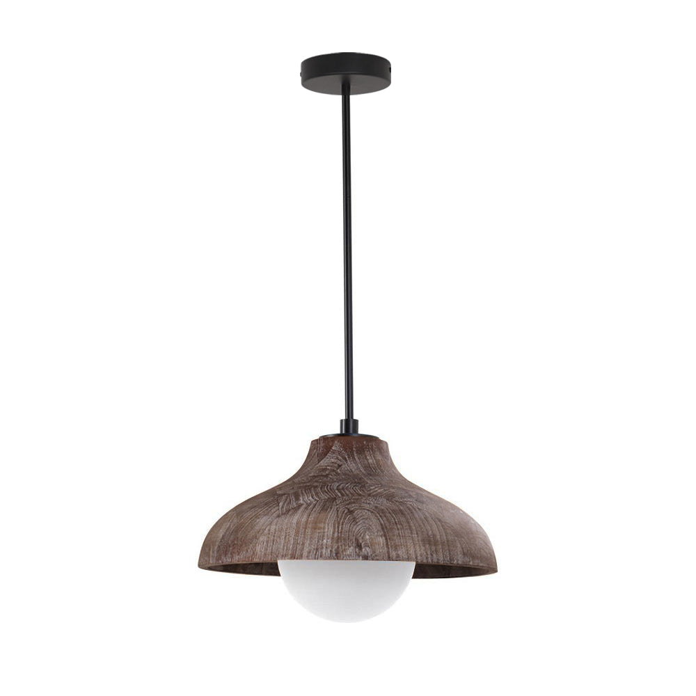 Surfside Pendant Lamp - Wood Grain Resin & Opal Glass Globe Pendant | Modern Kitchen Island & Bar Light