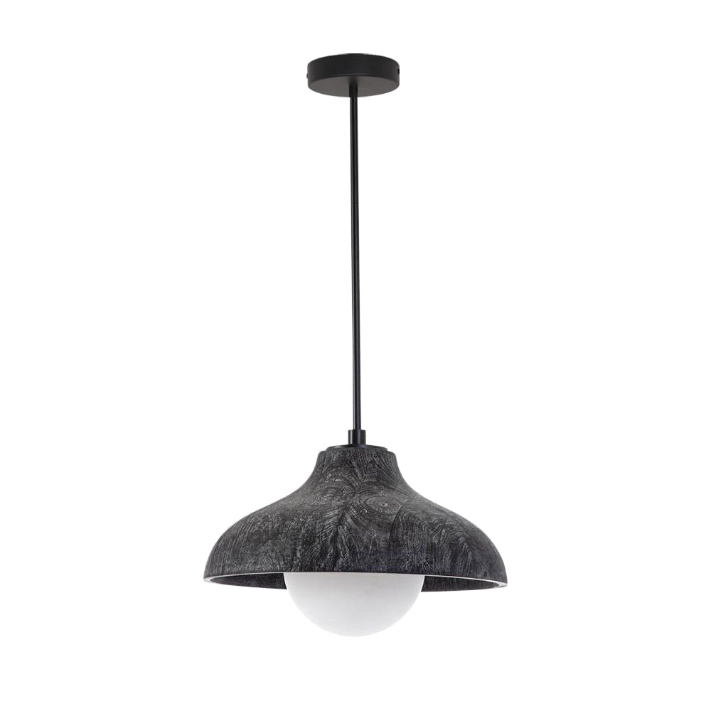 Surfside Pendant Lamp - Wood Grain Resin & Opal Glass Globe Pendant | Modern Kitchen Island & Bar Light