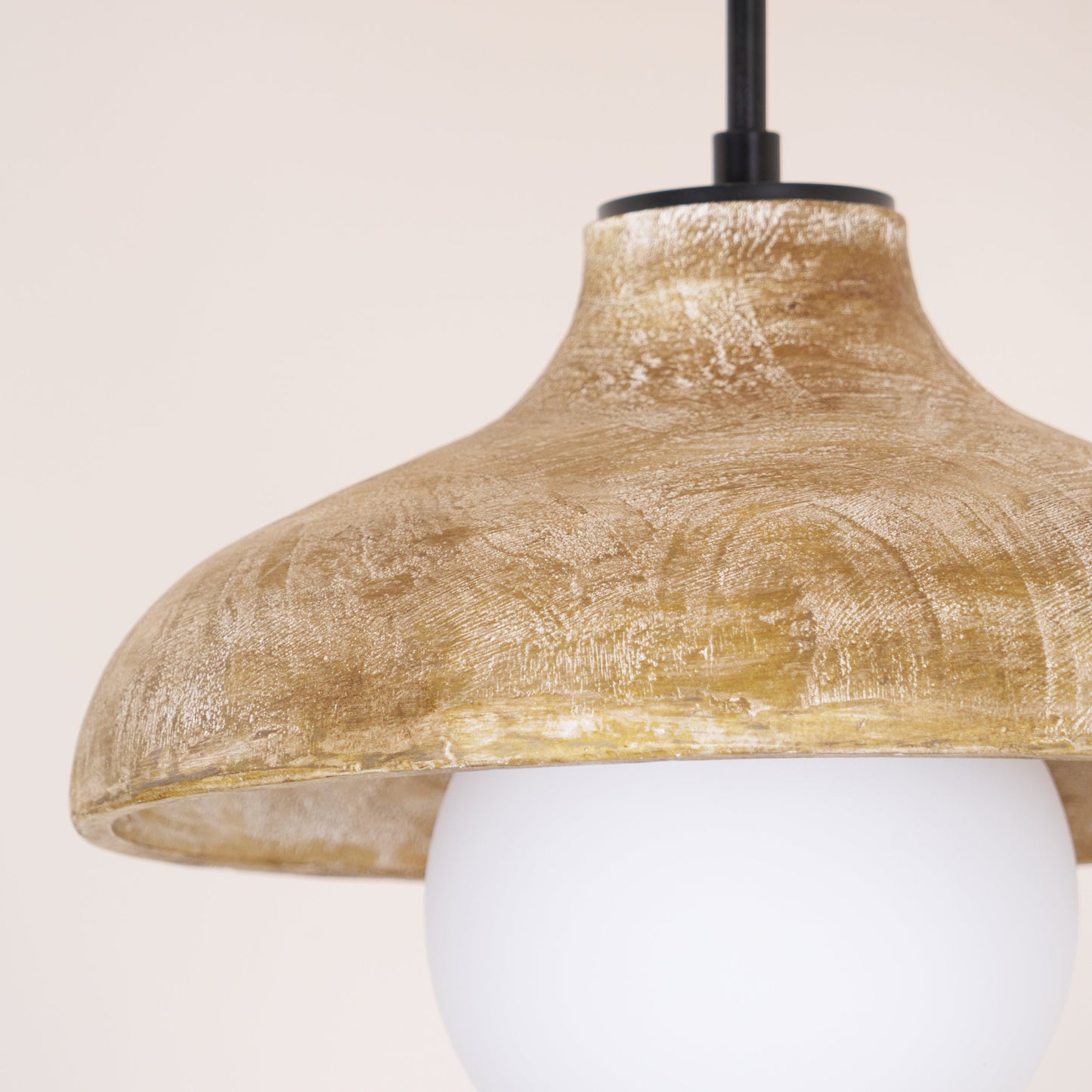 Surfside Pendant Lamp - Wood Grain Resin & Opal Glass Globe Pendant | Modern Kitchen Island & Bar Light
