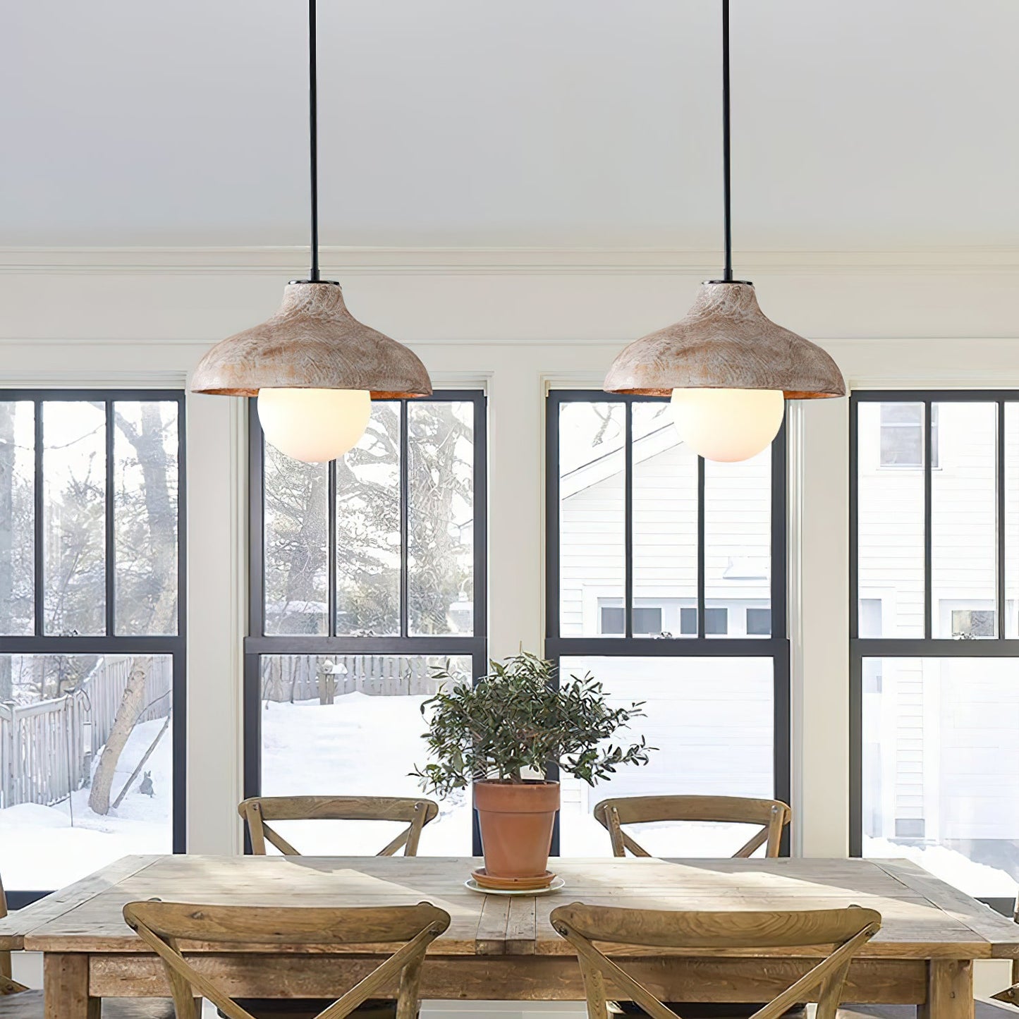 Surfside Pendant Lamp - Wood Grain Resin & Opal Glass Globe Pendant | Modern Kitchen Island & Bar Light
