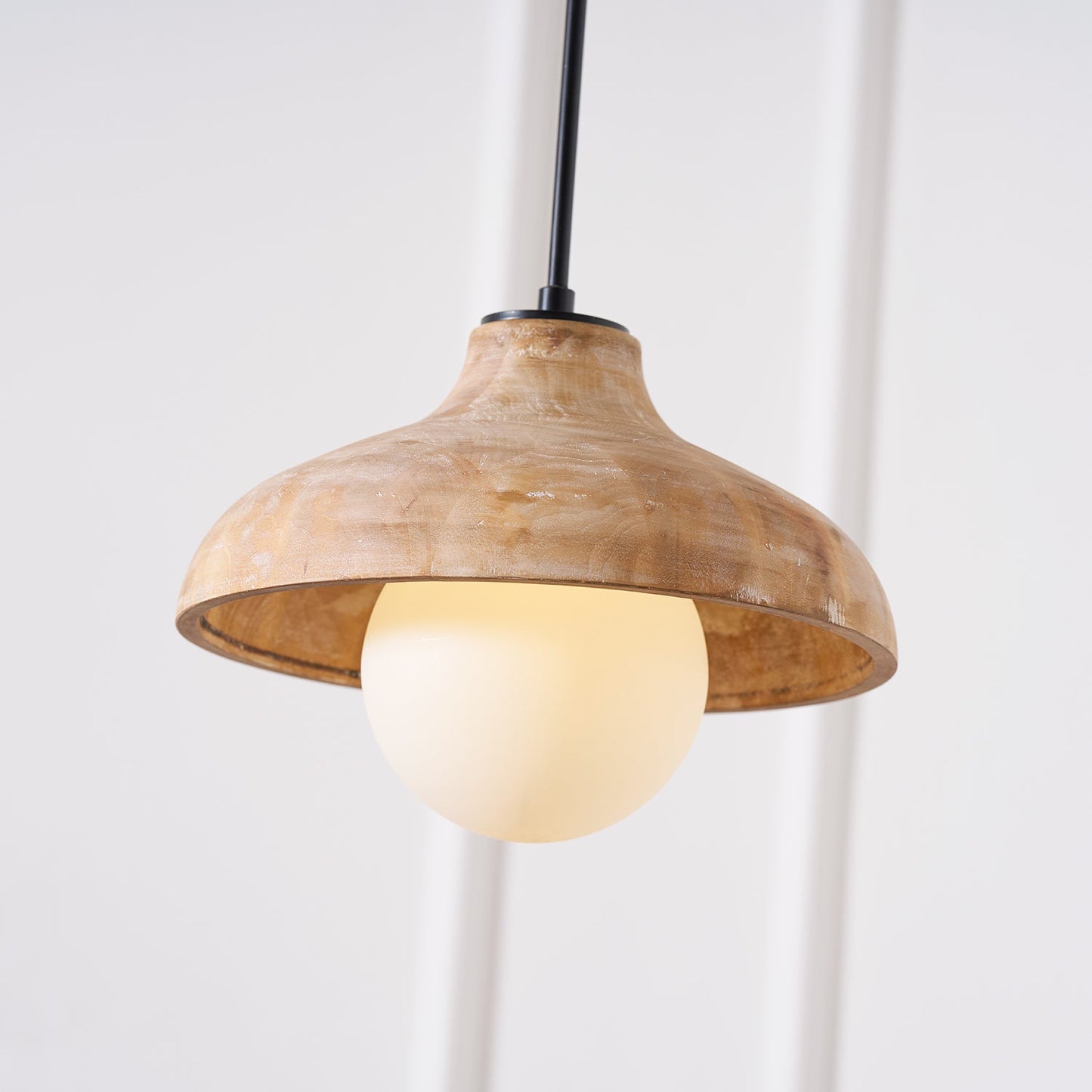Surfside Pendant Lamp - Wood Grain Resin & Opal Glass Globe Pendant | Modern Kitchen Island & Bar Light