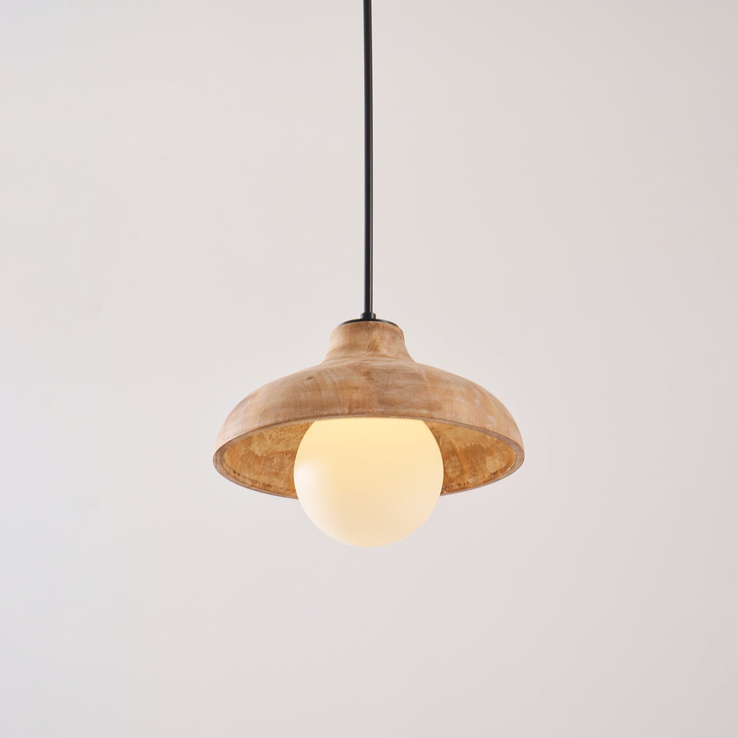 Surfside Pendant Lamp - Wood Grain Resin & Opal Glass Globe Pendant | Modern Kitchen Island & Bar Light