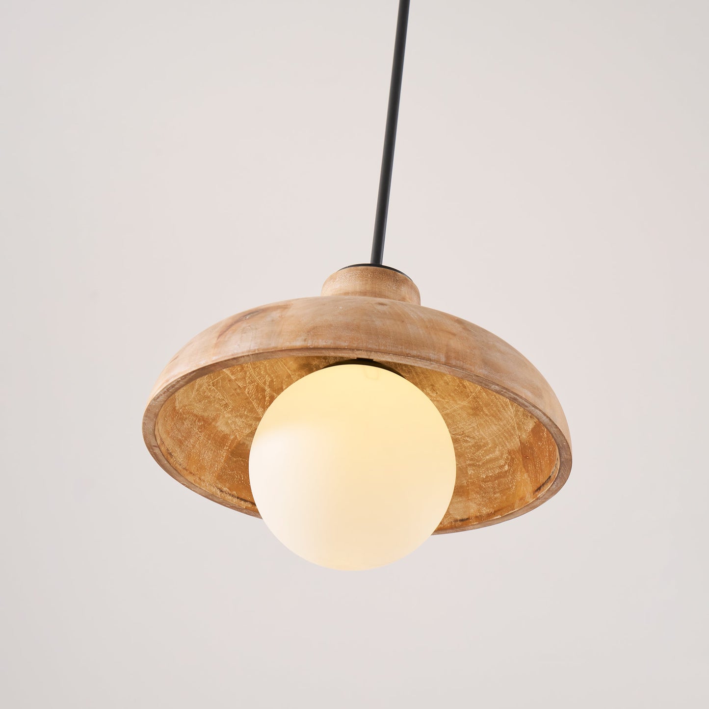 Surfside Pendant Lamp - Wood Grain Resin & Opal Glass Globe Pendant | Modern Kitchen Island & Bar Light