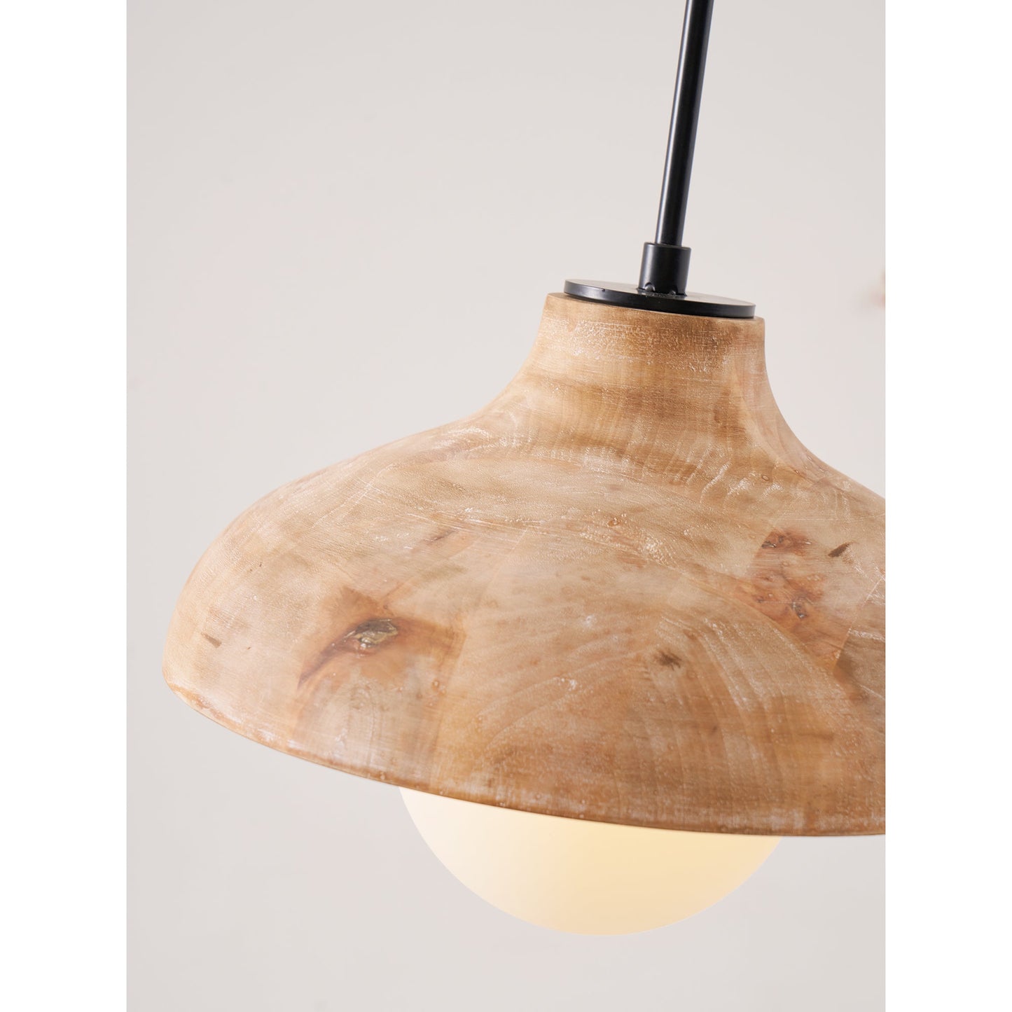 Surfside Pendant Lamp - Wood Grain Resin & Opal Glass Globe Pendant | Modern Kitchen Island & Bar Light