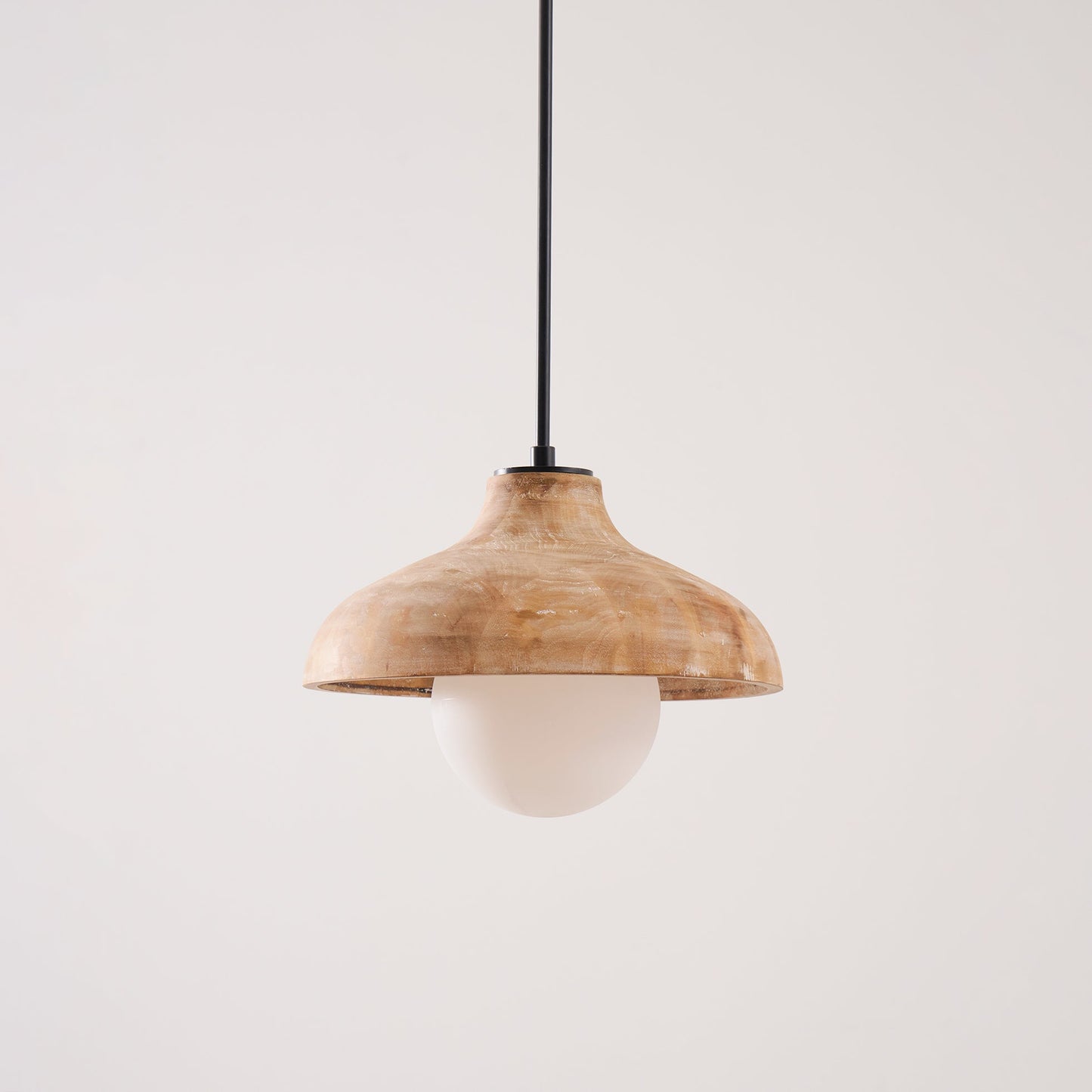 Surfside Pendant Lamp - Wood Grain Resin & Opal Glass Globe Pendant | Modern Kitchen Island & Bar Light