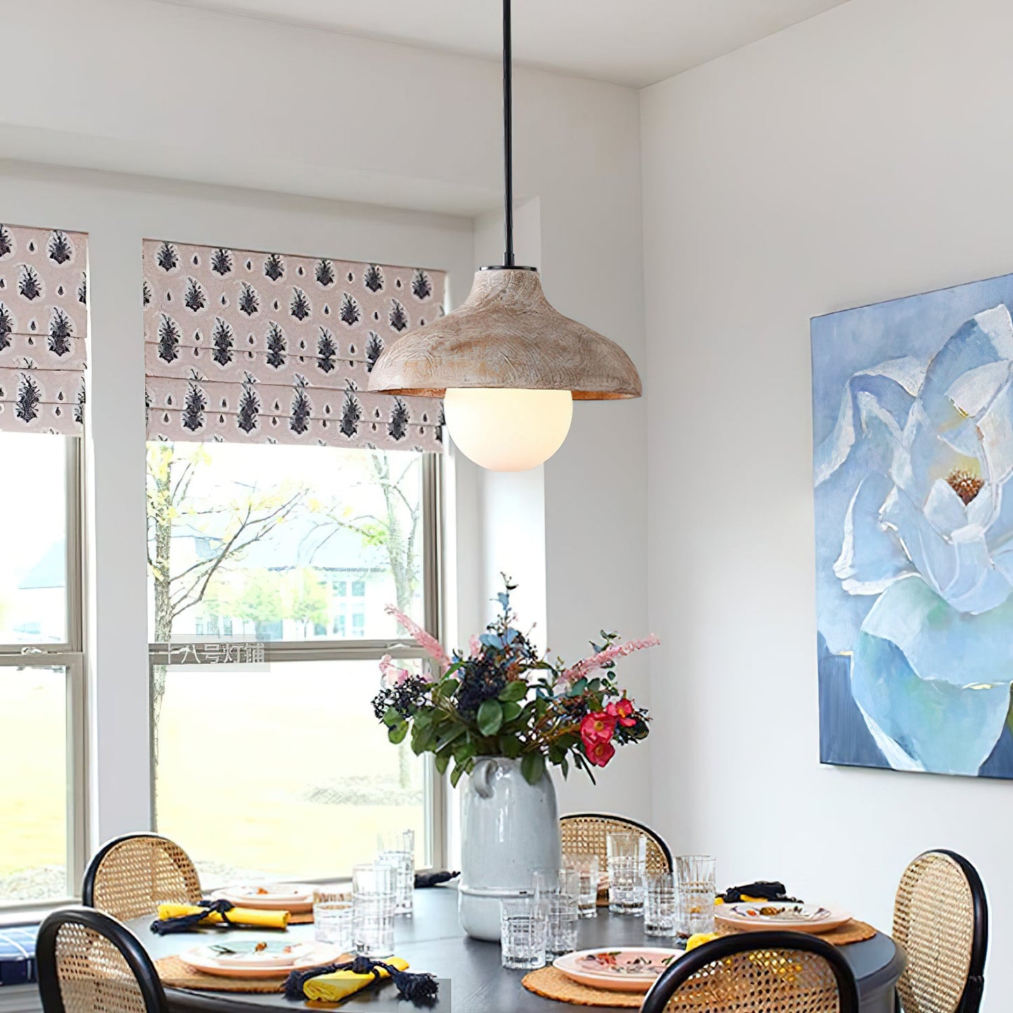 Surfside Pendant Lamp - Wood Grain Resin & Opal Glass Globe Pendant | Modern Kitchen Island & Bar Light